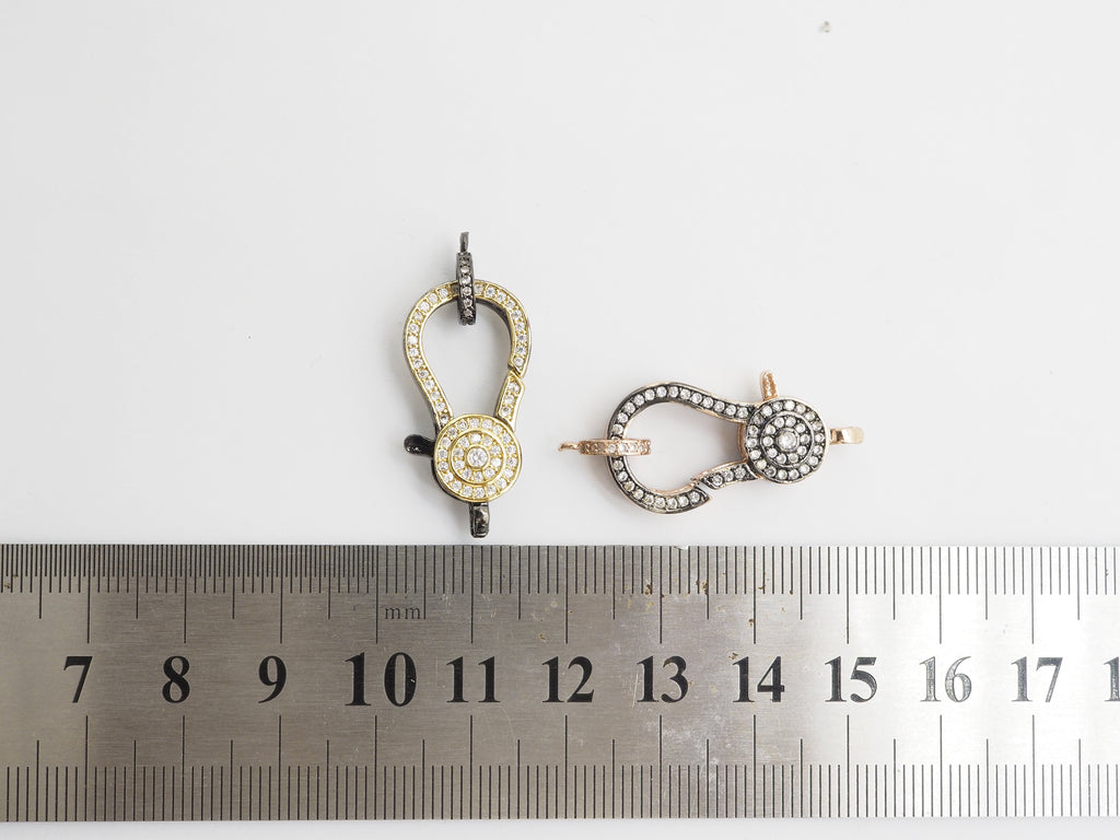 CZ Micro Pave Dual Color Lobster Claw Clasp/Link Connector, Pave Claw Clasp, Micro Pave Clasp, 14x27mm sku#H128