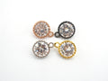 10mm Micro Pave Round Shaped Pendant with Big Clear CZ, Cubic Zirconia Pendant Charm,Black/Gold/Silver/Rose Gold, Bridal Jewelry, sku#B86