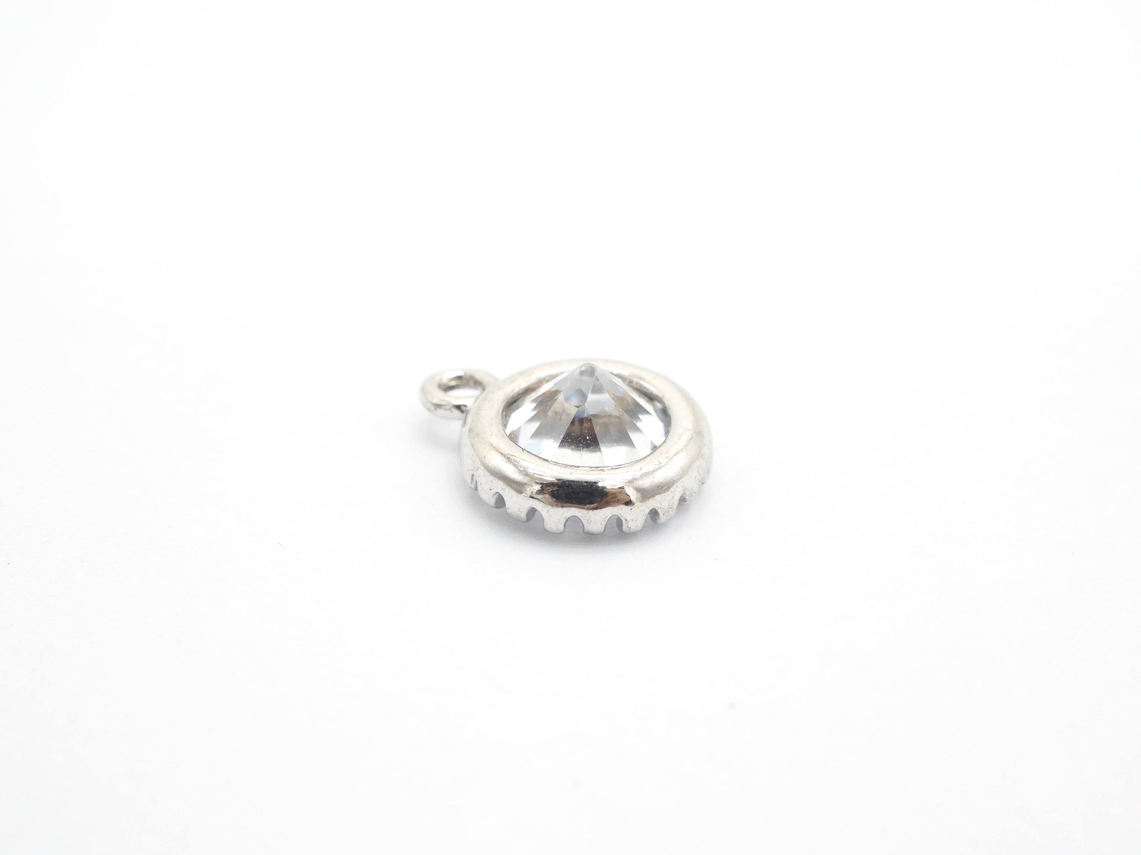 10mm Micro Pave Round Shaped Pendant with Big Clear CZ, Cubic Zirconia Pendant Charm,Black/Gold/Silver/Rose Gold, Bridal Jewelry, sku#B86