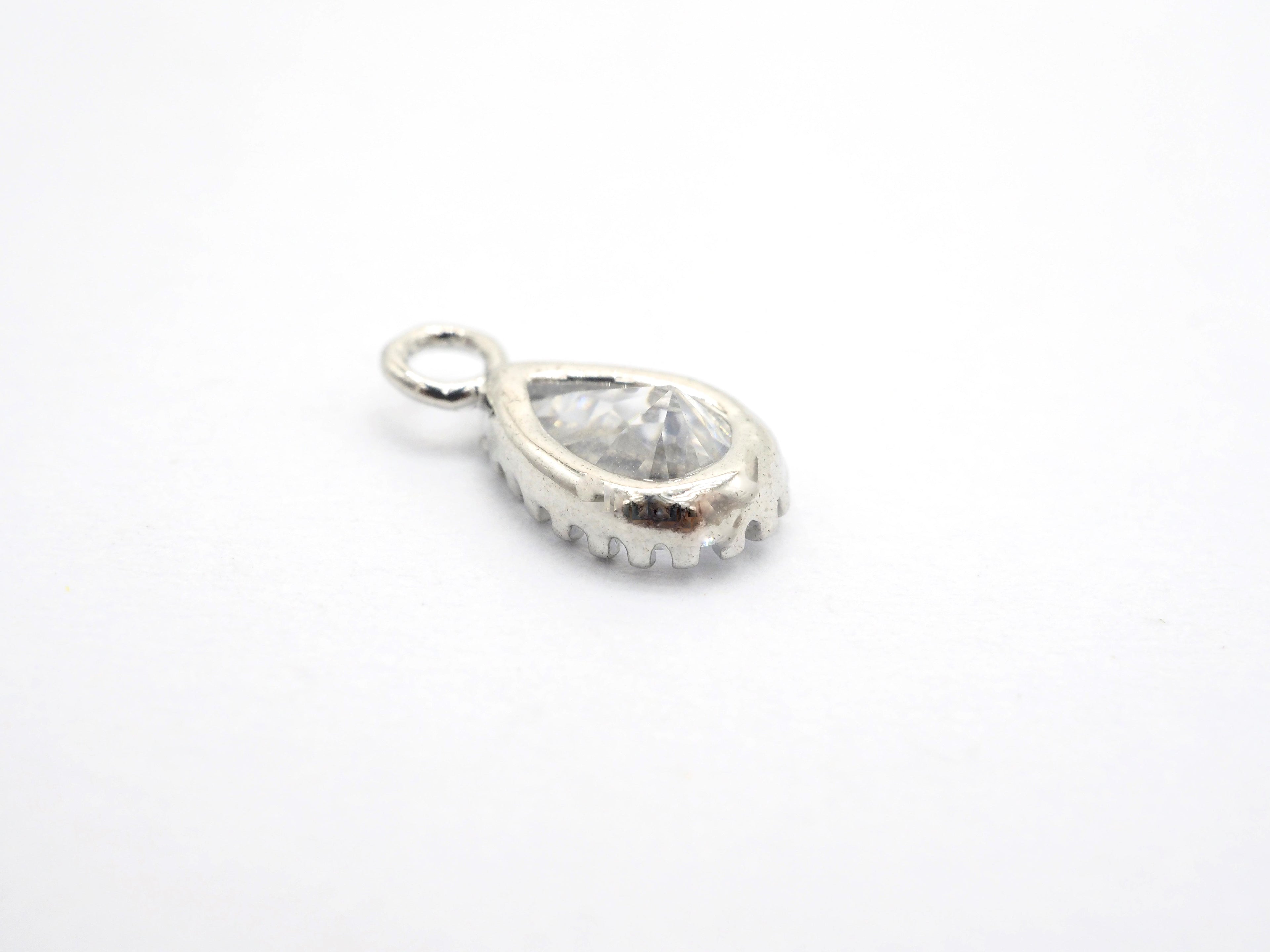 Teardrop Shape Pendant with Big Clear CZ, Cubic Zirconia Pendant Charm,Gold/Silver, Bridal Jewelry Findings, 6x11mm/12x17mm, sku#B87