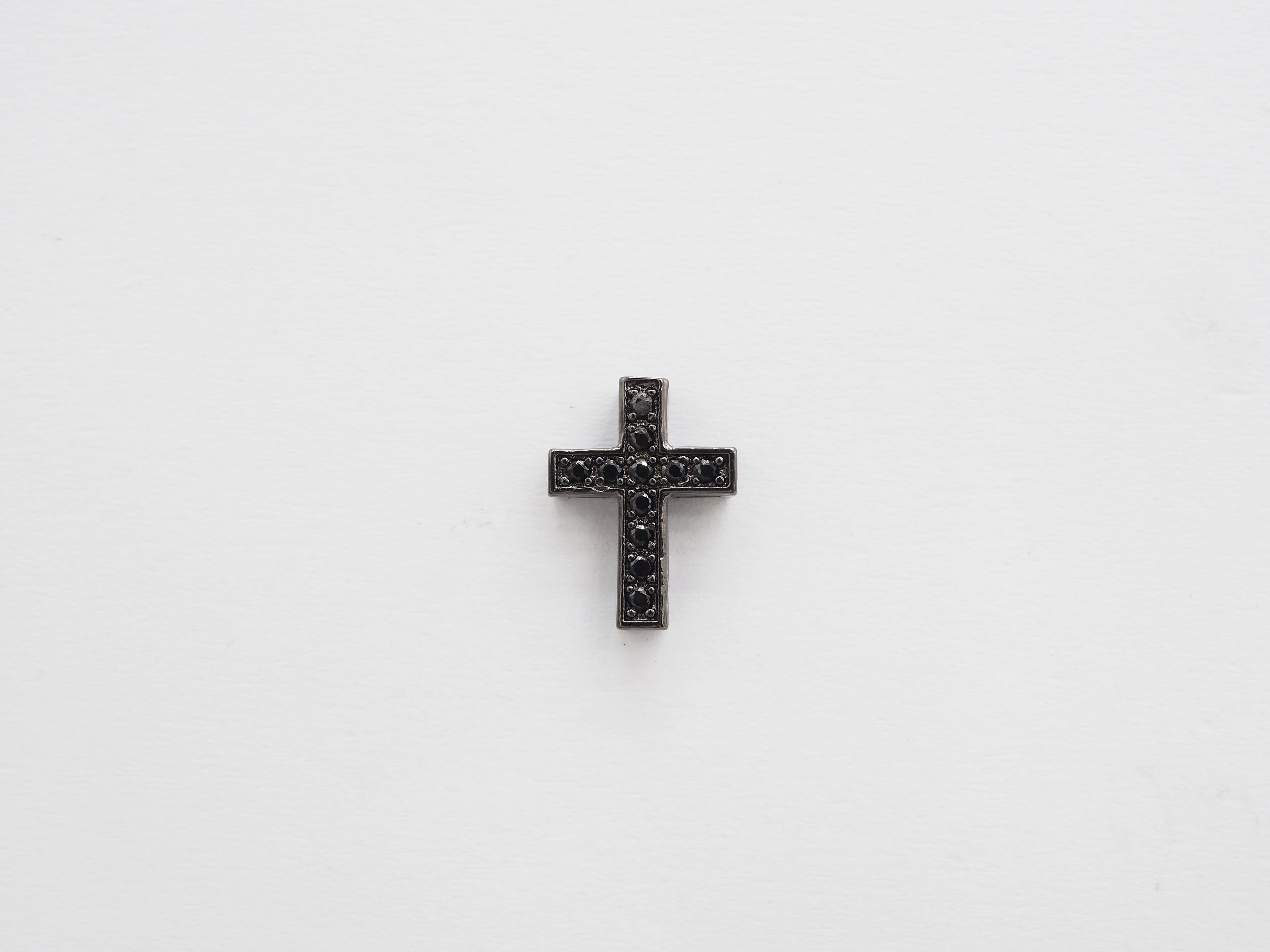 Black CZ Micro Pave On Black Cross Spacer Beads, Cubic Zirconia Cross Space Beads, Cross Charm, 10x13x4mm, SKU#C79