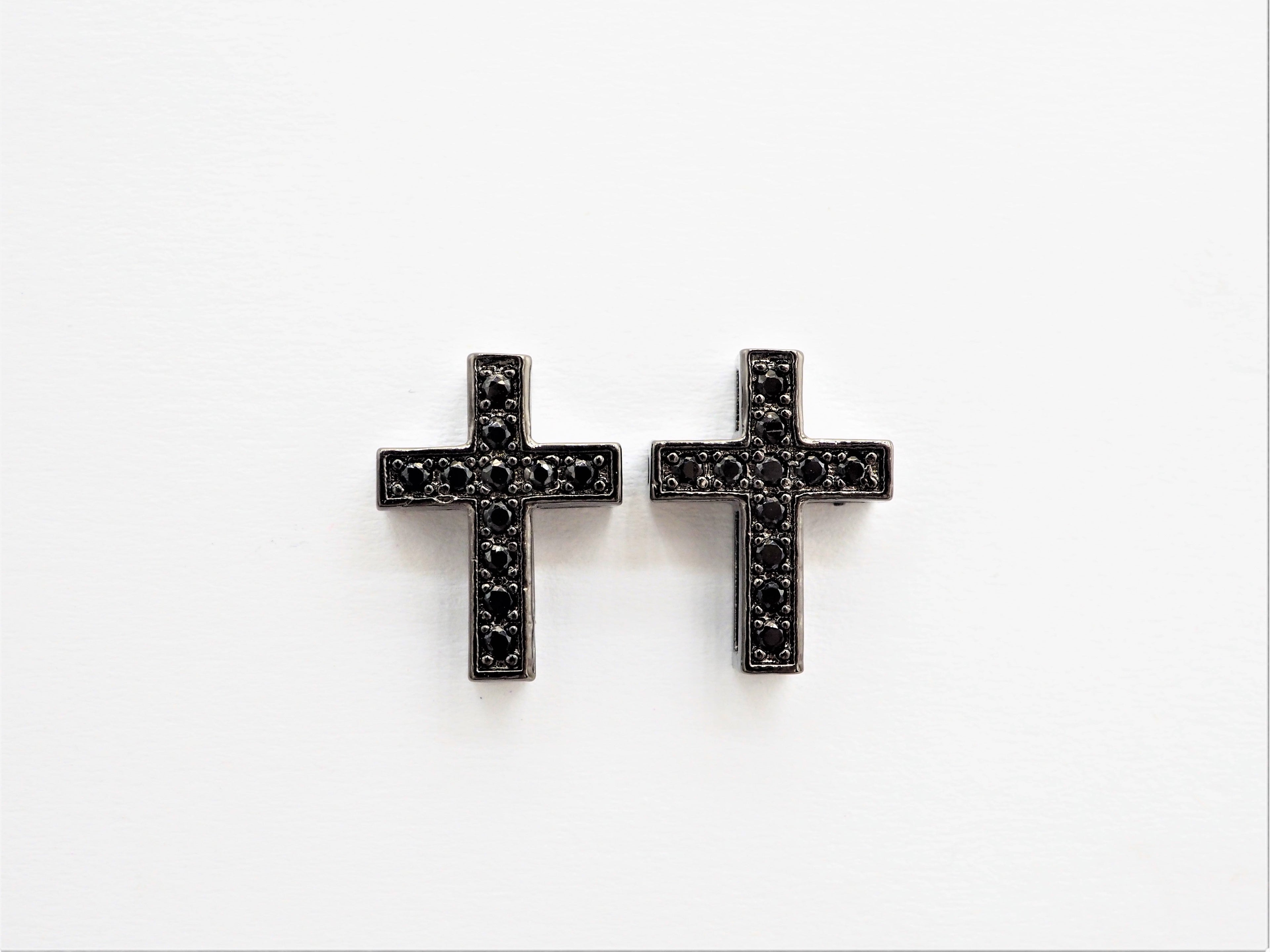 Black CZ Micro Pave On Black Cross Spacer Beads, Cubic Zirconia Cross Space Beads, Cross Charm, 10x13x4mm, SKU#C79