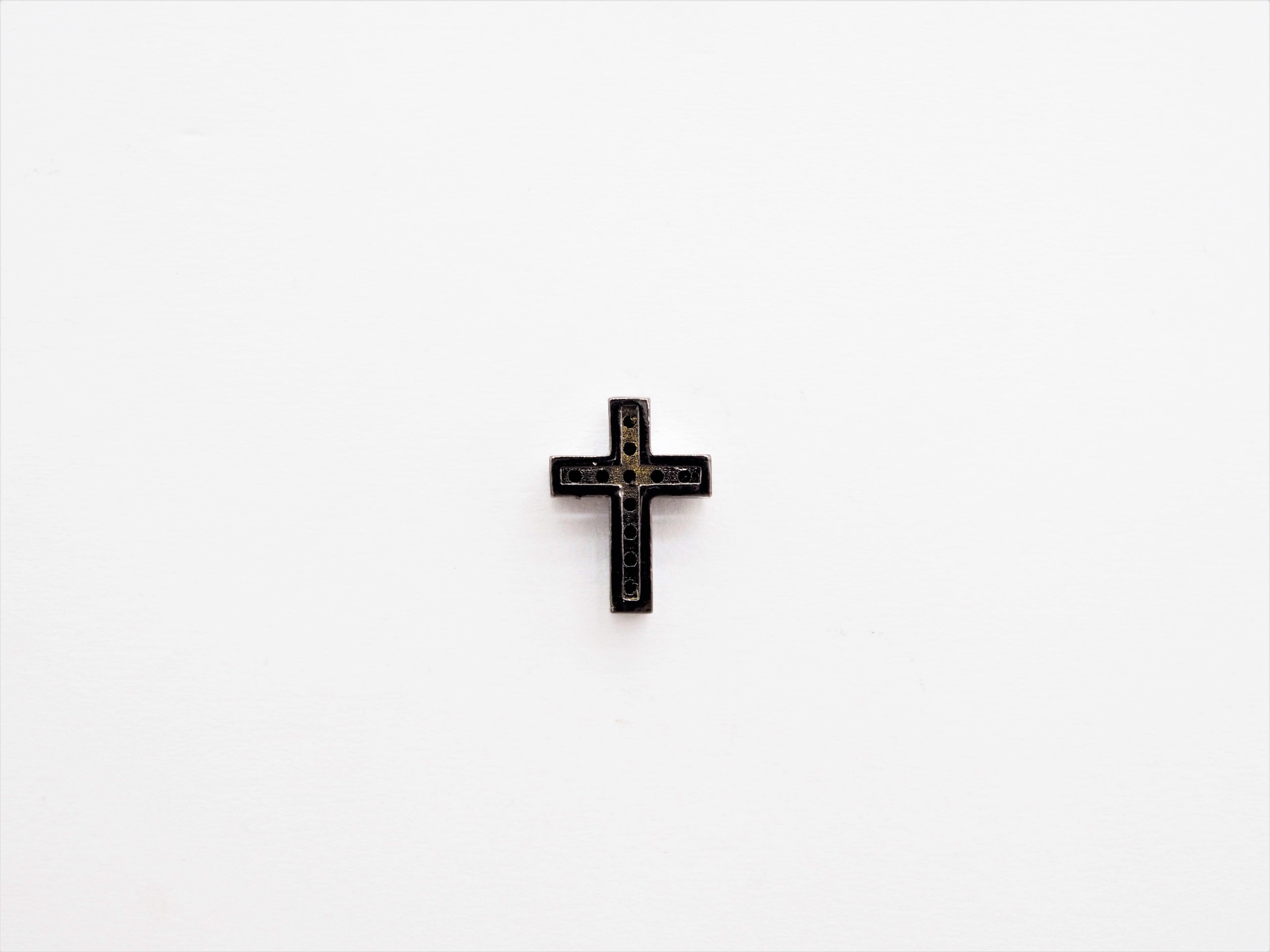 Black CZ Micro Pave On Black Cross Spacer Beads, Cubic Zirconia Cross Space Beads, Cross Charm, 10x13x4mm, SKU#C79