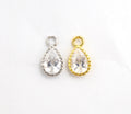 Teardrop Shape Pendant with Big Clear CZ, Cubic Zirconia Pendant Charm,Gold/Silver, Bridal Jewelry Findings, 6x11mm/12x17mm, sku#B87