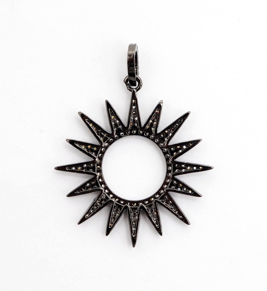 CZ Micro Pave Hollow out Star/Sun Pendant/Charm,Cubic Zirconia Paved Charm, Necklace Bracelet Charm Pendant, 33x36mm,sku#F503