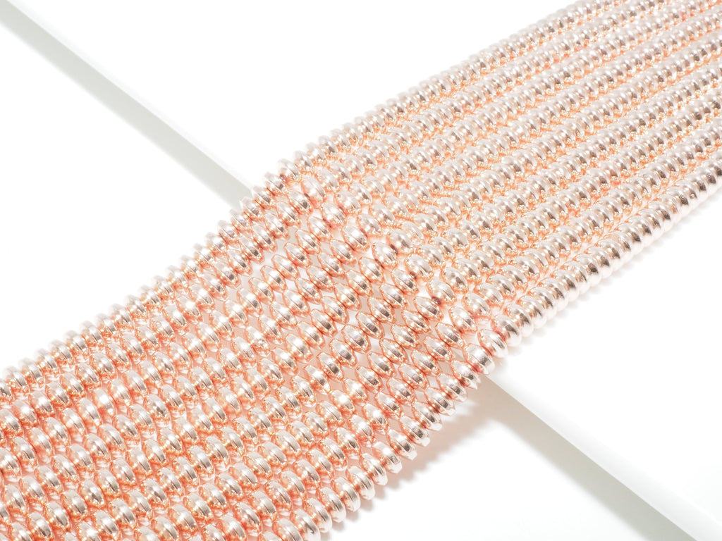 Natural Rose Gold Copper Color Hematite-2x3/2x4/3x6/3x8mm Rondelle Faceted/Smooth Gemstone Beads-15.5 inch FULL strand-SKU#S90