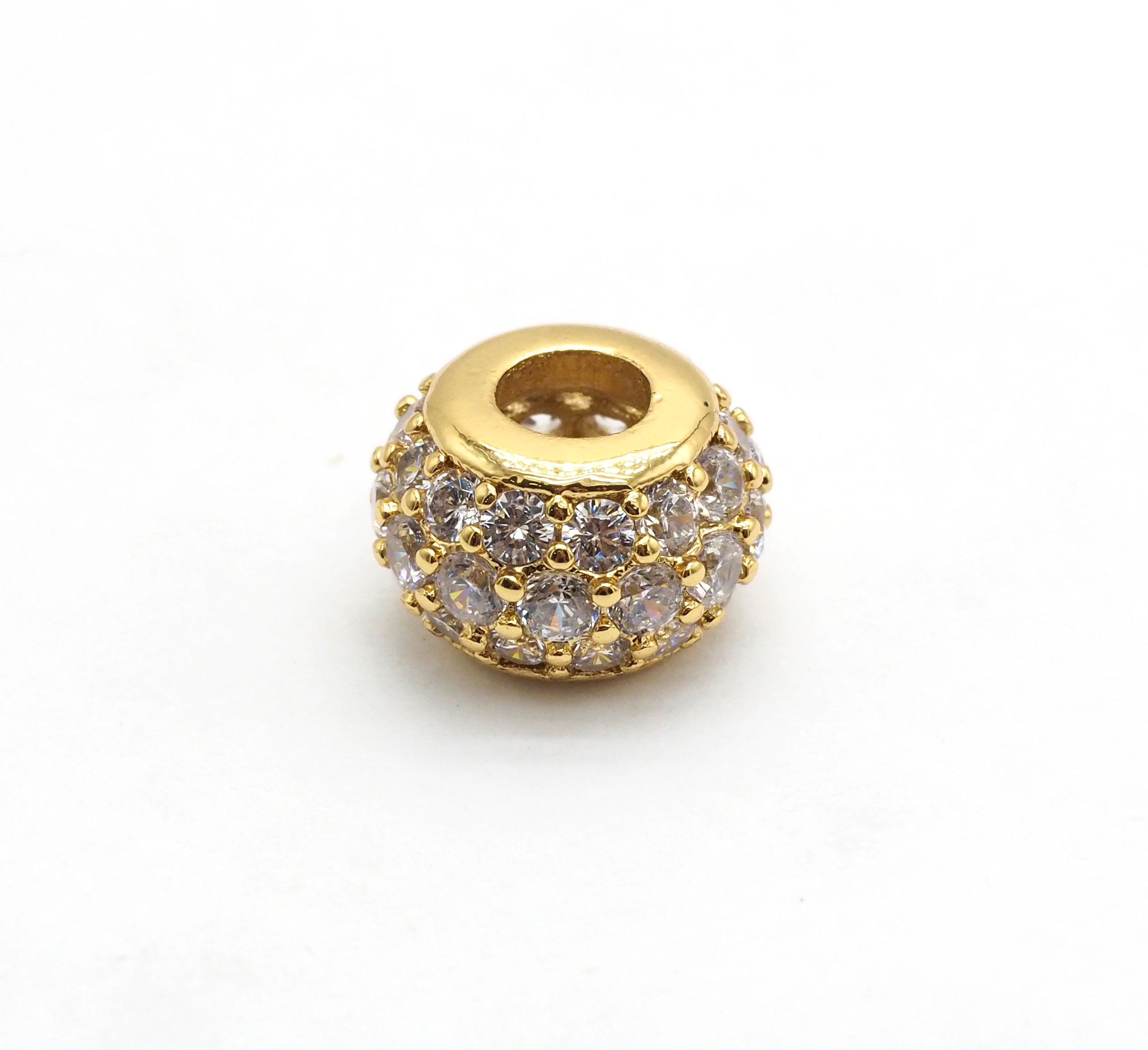 CZ Micro Pave Large Hole Rondelle Beads, Cubic Zirconia Pave Beads, 6mm/8mm/10mm Shamballa Ball beads, CZ Space Beads,sku#G412