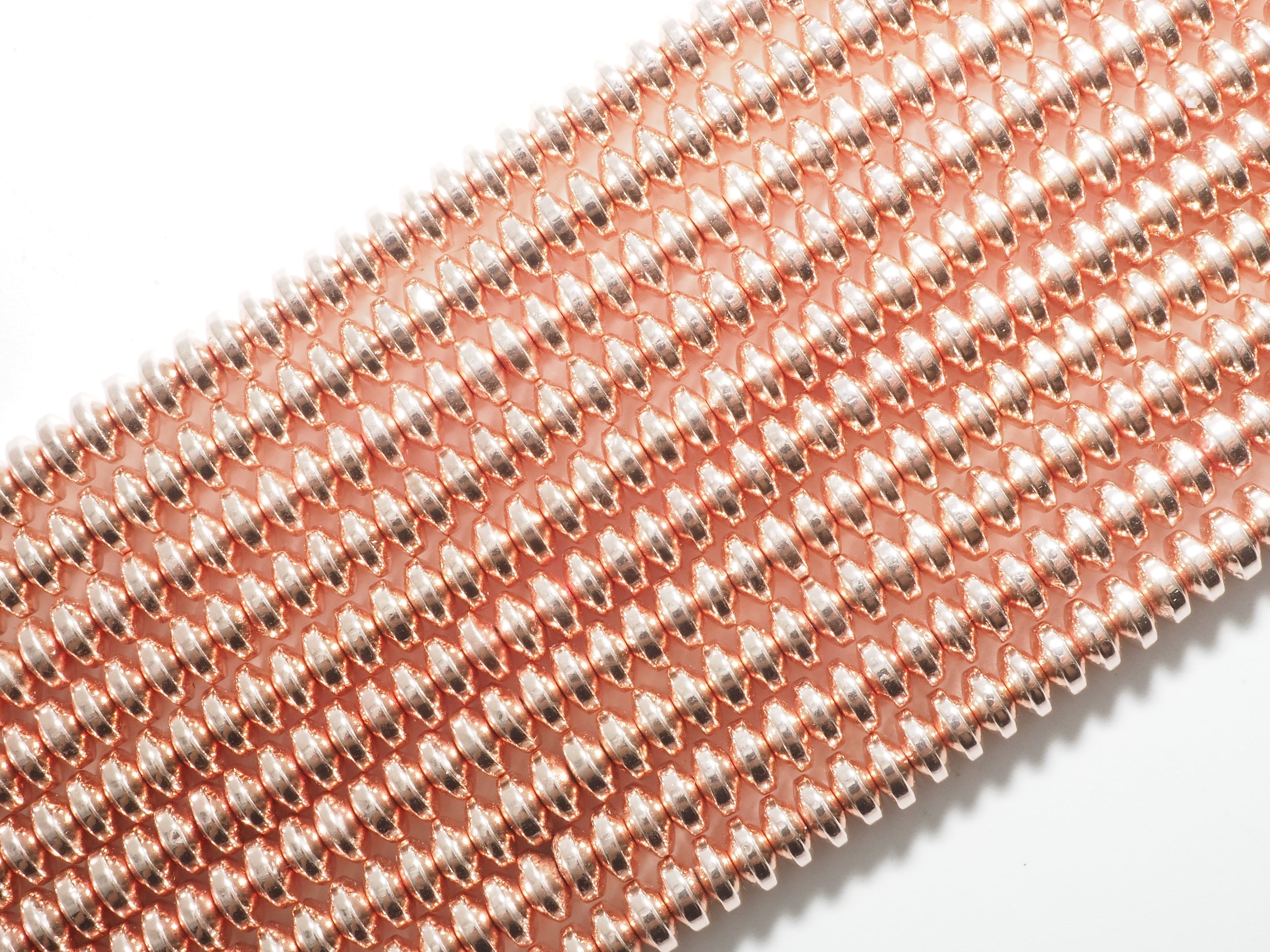 Natural Rose Gold Copper Color Hematite-2x3/2x4/3x6/3x8mm Rondelle Faceted/Smooth Gemstone Beads-15.5 inch FULL strand-SKU#S90