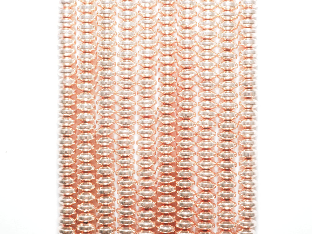 Natural Rose Gold Copper Color Hematite-2x3/2x4/3x6/3x8mm Rondelle Faceted/Smooth Gemstone Beads-15.5 inch FULL strand-SKU#S90
