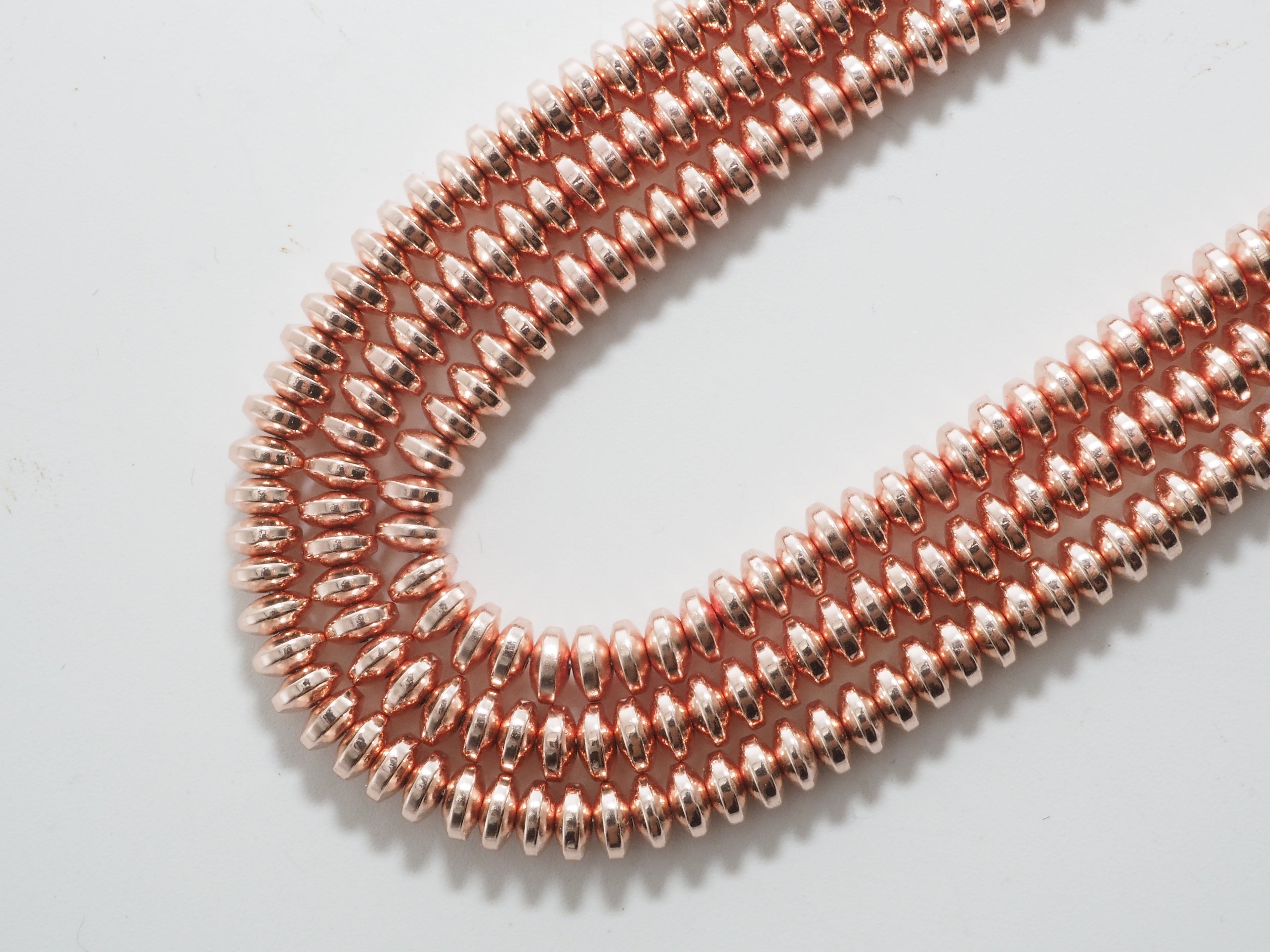 Natural Rose Gold Copper Color Hematite-2x3/2x4/3x6/3x8mm Rondelle Faceted/Smooth Gemstone Beads-15.5 inch FULL strand-SKU#S90
