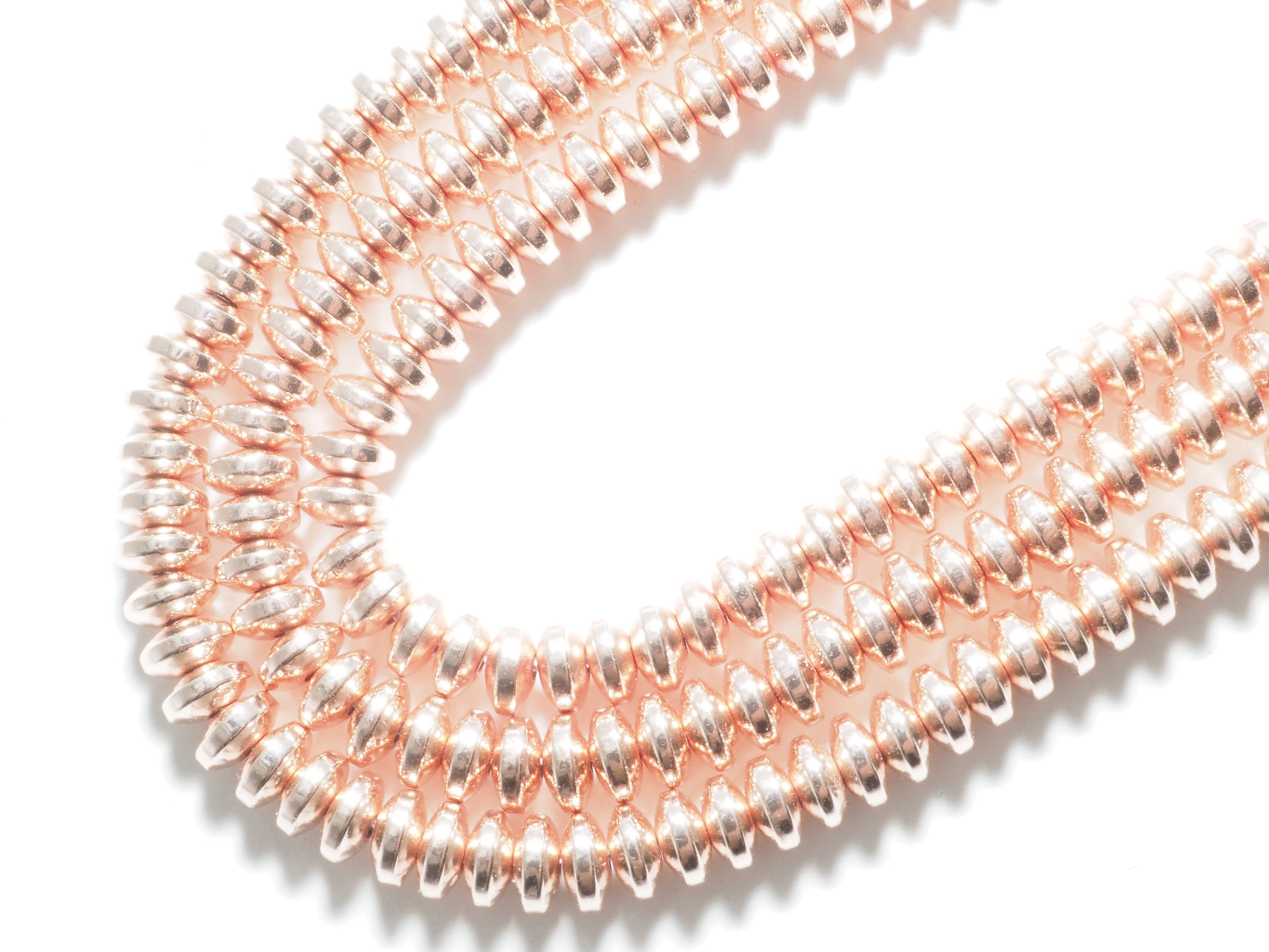 Natural Rose Gold Copper Color Hematite-2x3/2x4/3x6/3x8mm Rondelle Faceted/Smooth Gemstone Beads-15.5 inch FULL strand-SKU#S90
