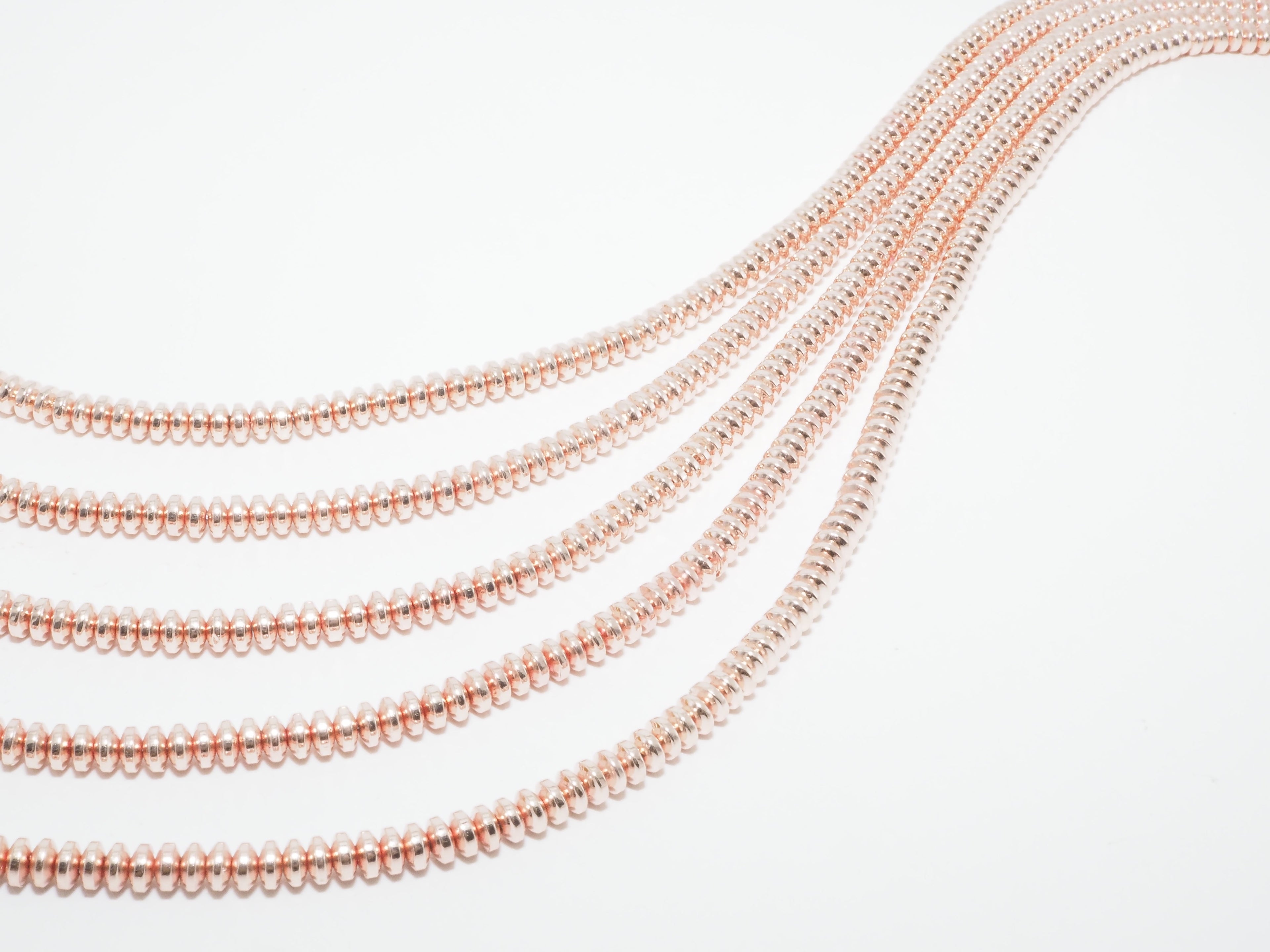 Natural Rose Gold Copper Color Hematite-2x3/2x4/3x6/3x8mm Rondelle Faceted/Smooth Gemstone Beads-15.5 inch FULL strand-SKU#S90