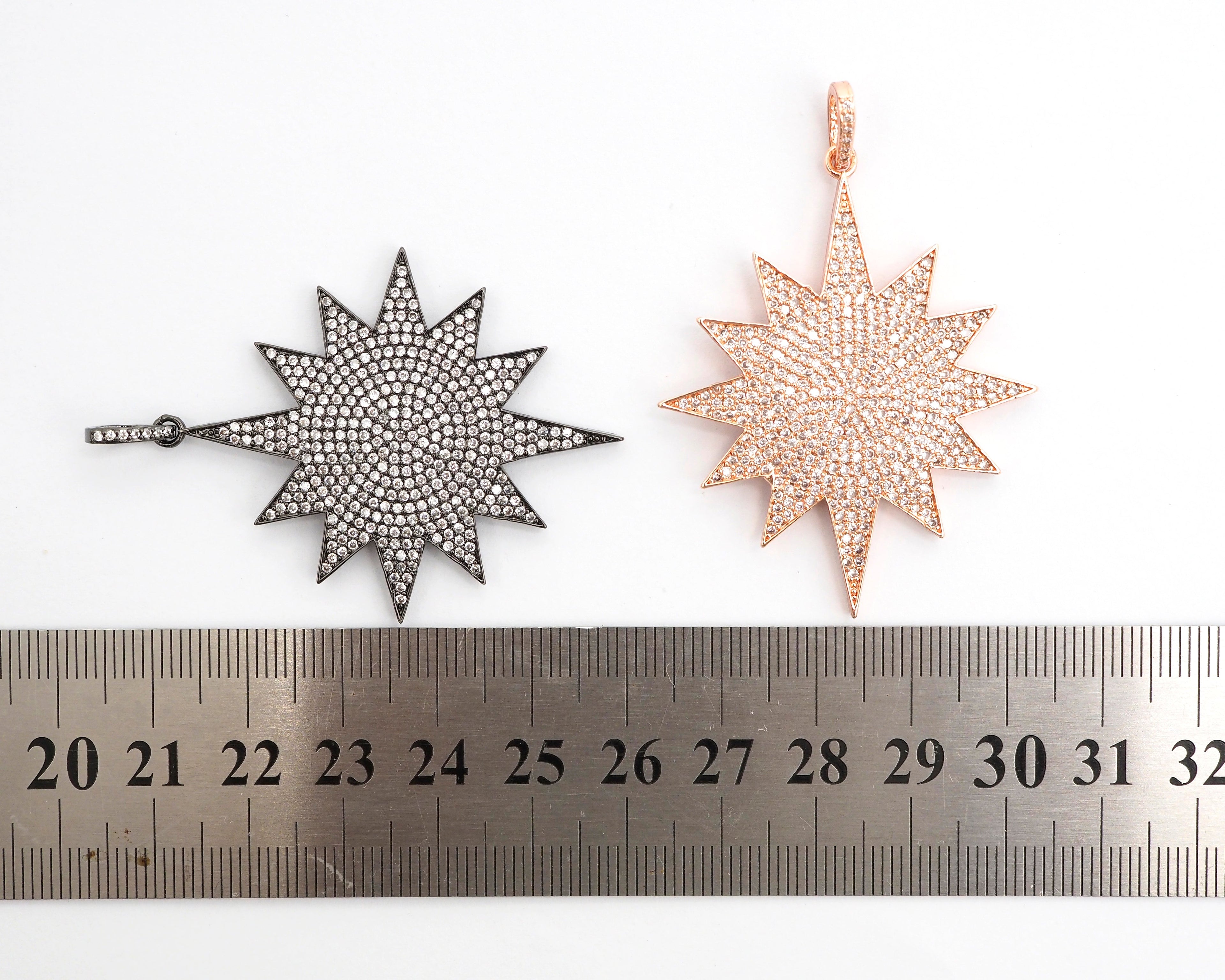 Large CZ Micro Pave North Star/Polar Star Pendant/Focal,Cubic Zirconia Paved Charm, Necklace Bracelet Charm Pendant, 40x50mm,sku#F505