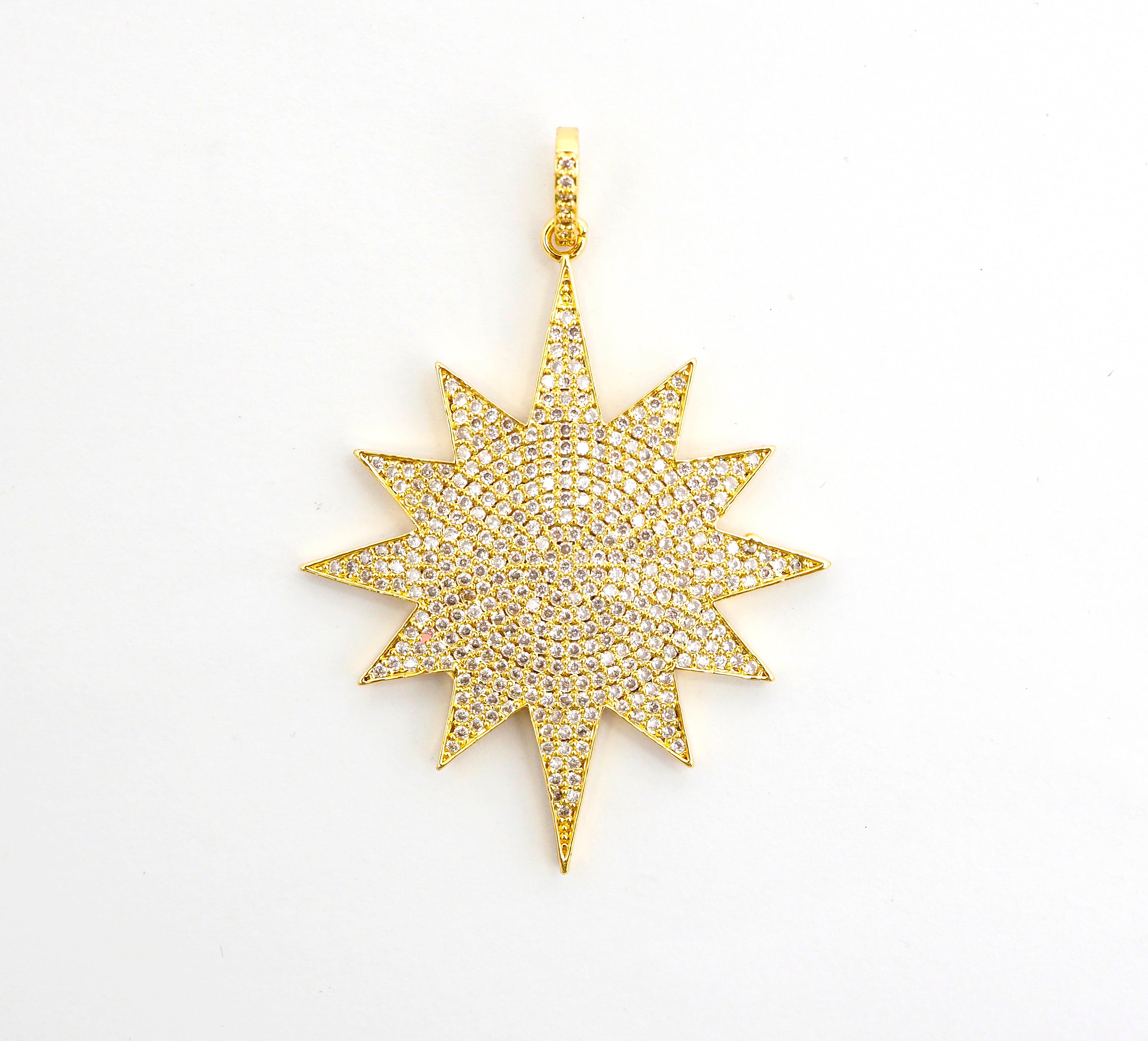 Large CZ Micro Pave North Star/Polar Star Pendant/Focal,Cubic Zirconia Paved Charm, Necklace Bracelet Charm Pendant, 40x50mm,sku#F505