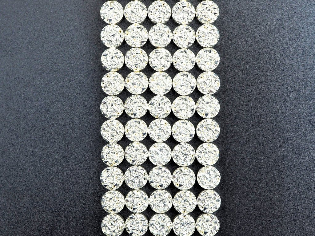 Natural Silver Druzy Style Hematite Beads,Round Flat Coin Gemstone, 8mm/10mm/12mm, 15.5inch full strand,Bright Silver Metallic Beads,SKU#S96