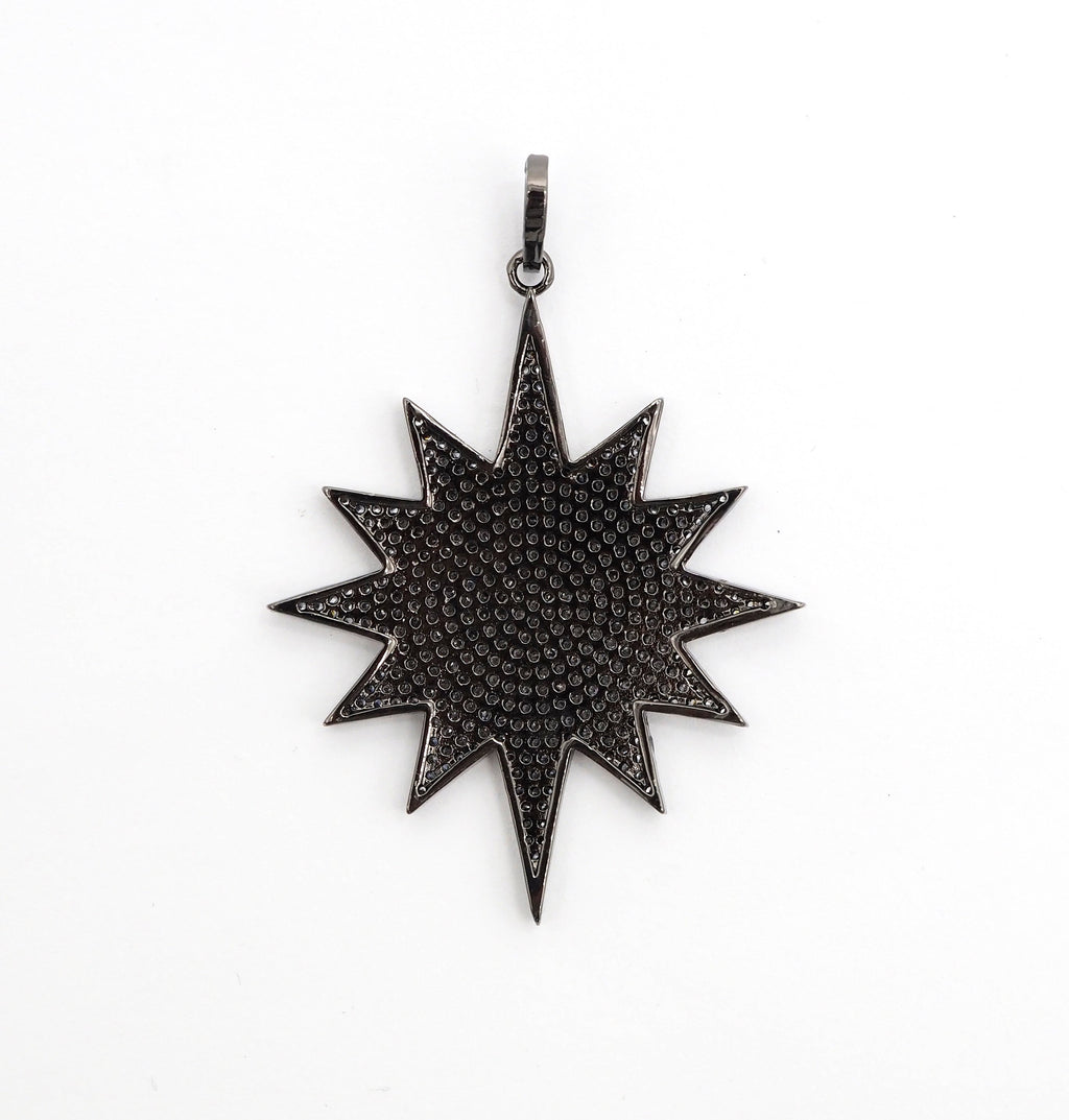 Large CZ Micro Pave North Star/Polar Star Pendant/Focal,Cubic Zirconia Paved Charm, Necklace Bracelet Charm Pendant, 40x50mm,sku#F505
