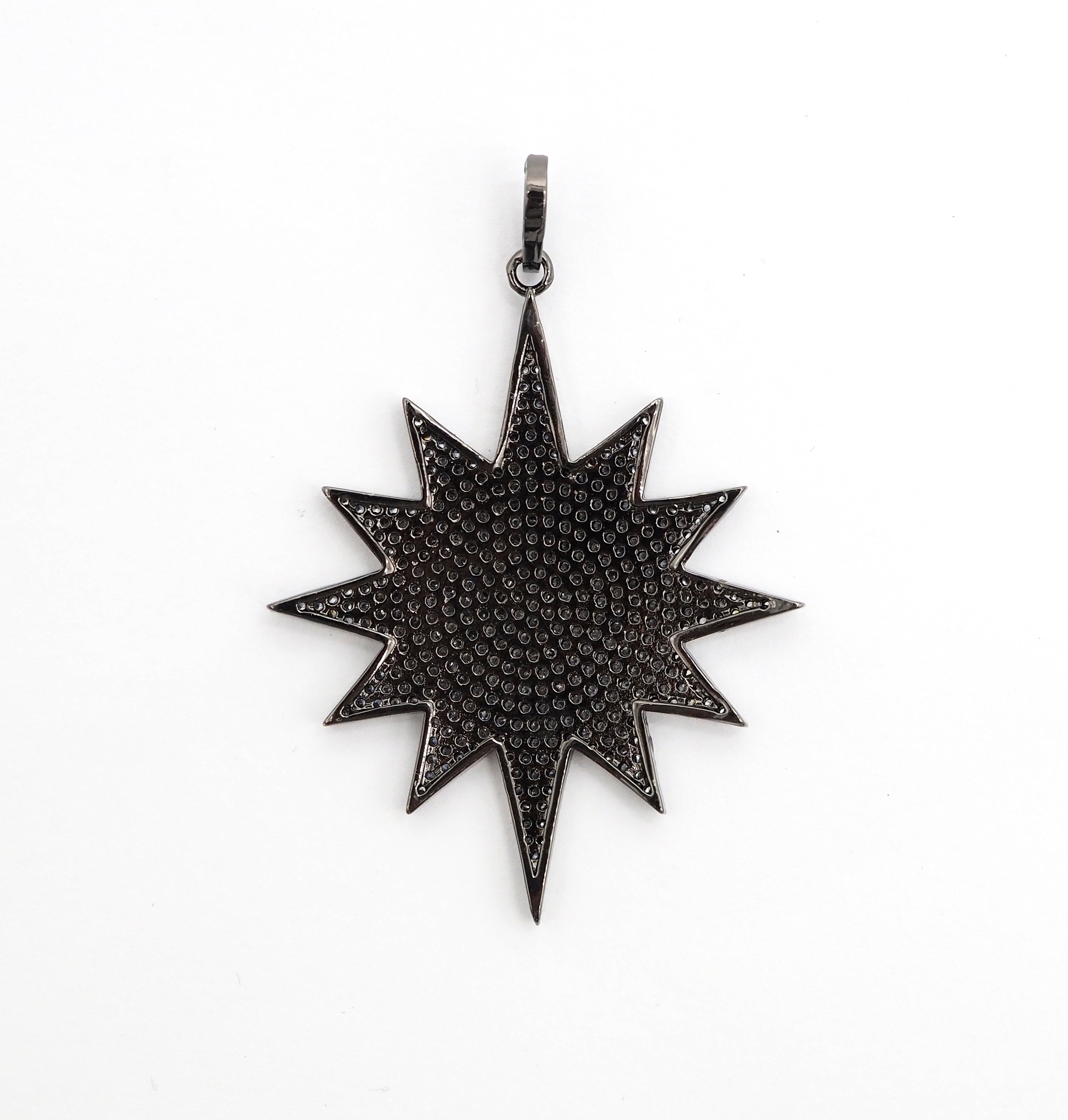 Large CZ Micro Pave North Star/Polar Star Pendant/Focal,Cubic Zirconia Paved Charm, Necklace Bracelet Charm Pendant, 40x50mm,sku#F505