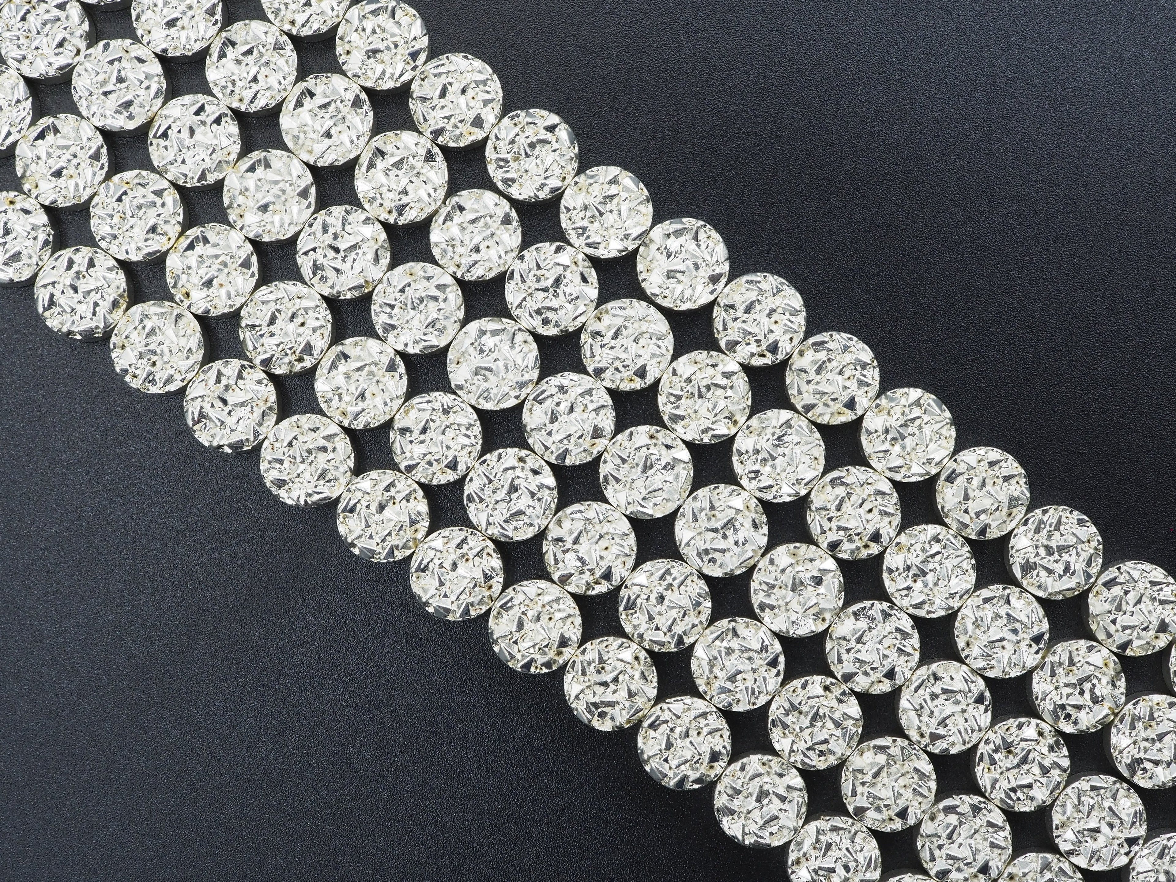Natural Silver Druzy Style Hematite Beads,Round Flat Coin Gemstone, 8mm/10mm/12mm, 15.5inch full strand,Bright Silver Metallic Beads,SKU#S96