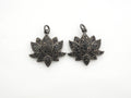 Black CZ Pave On Black Micro Pave Lotus Pendant/Charm,Cubic Zirconia Pendant,Fashion Jewelry Findings, 25x25mm, sku#F530