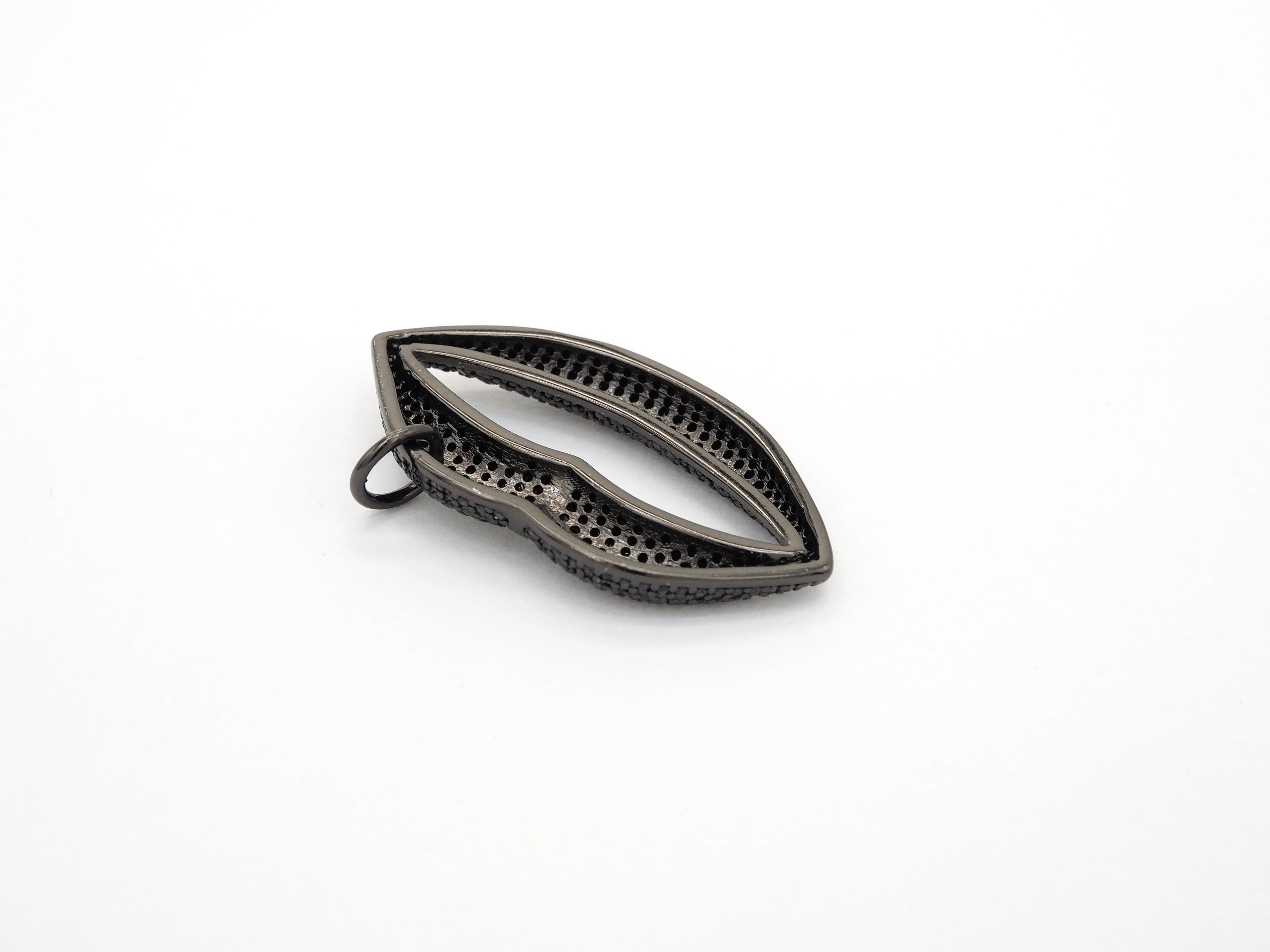 Black CZ Pave On Black Micro Pave Lip Pendant/FOCAL, Cubic Zirconia Pendant Charm, Fashion Jewelry Findings, 21x37mm, sku#F531/F522