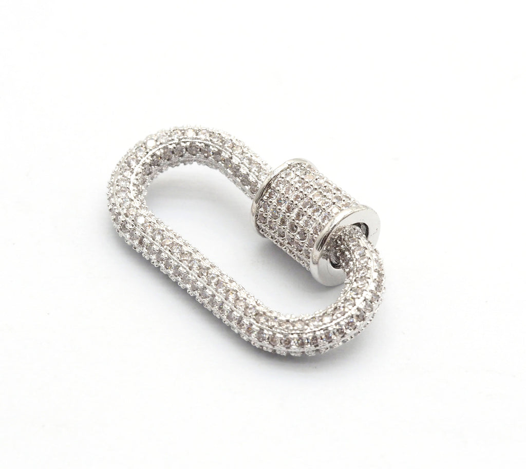 Fully CZ Pave Oval carabiner clasp, Sku#H138