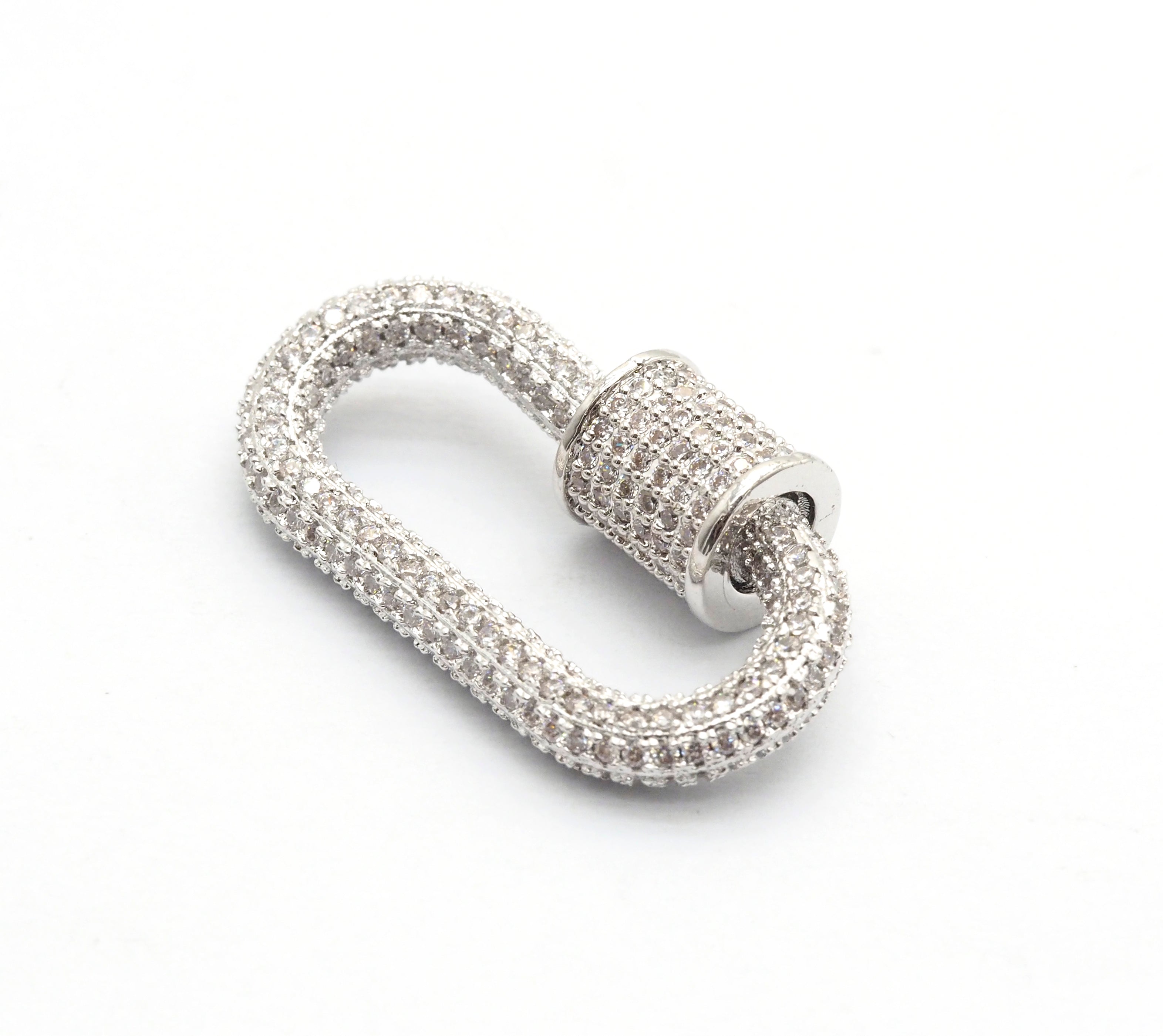 Fully CZ Pave Oval carabiner clasp, Sku#H138