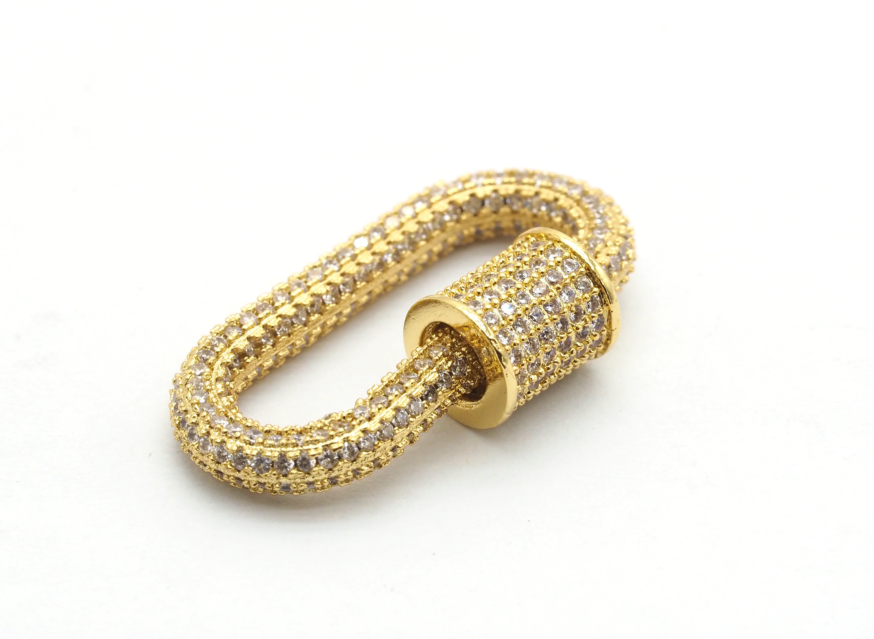 Fully CZ Pave Oval carabiner clasp, Sku#H138