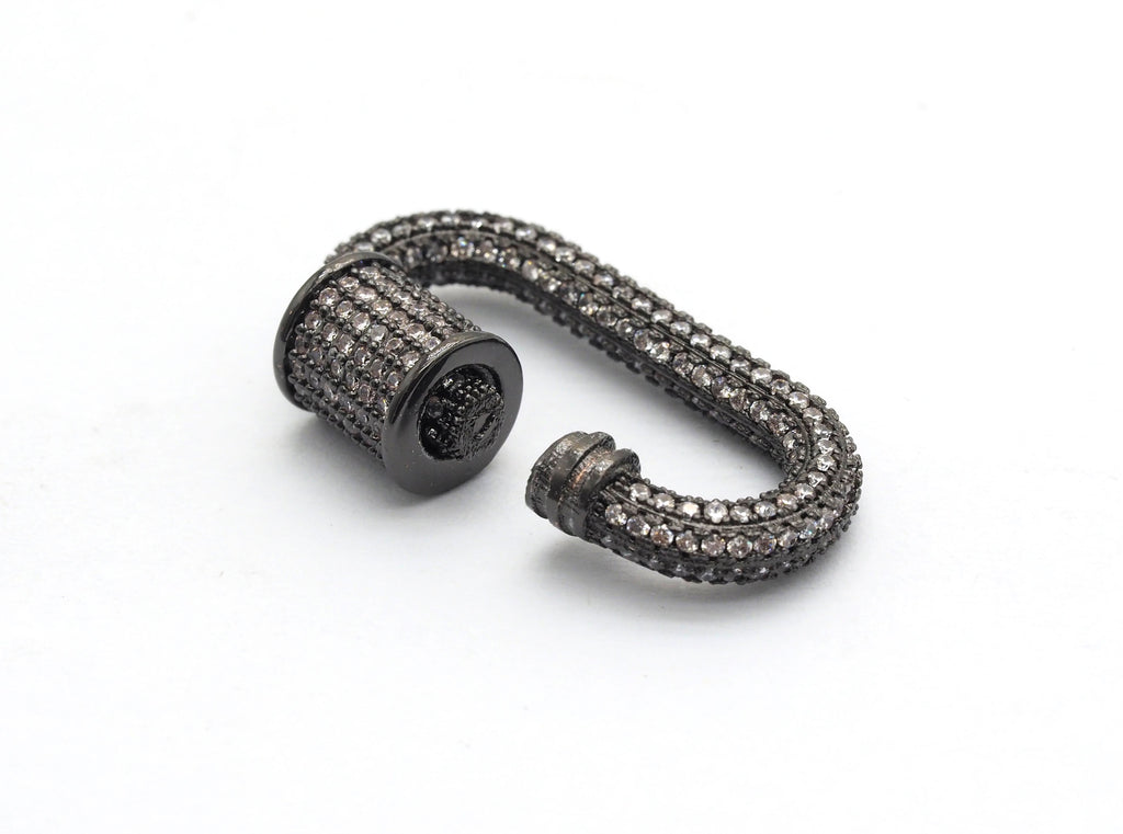 Fully CZ Pave Oval carabiner clasp, Sku#H138