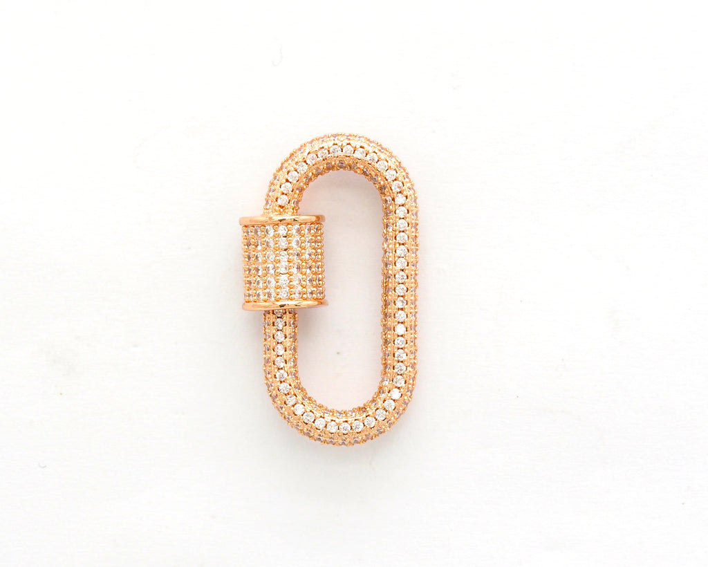 Fully CZ Pave Oval carabiner clasp, Sku#H138