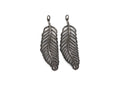 Black CZ Pave On Black Micro Pave Feather/Leaf Pendant/Charm,Cubic Zirconia Pendant,Fashion Jewelry Findings, 19x57mm, sku#F535