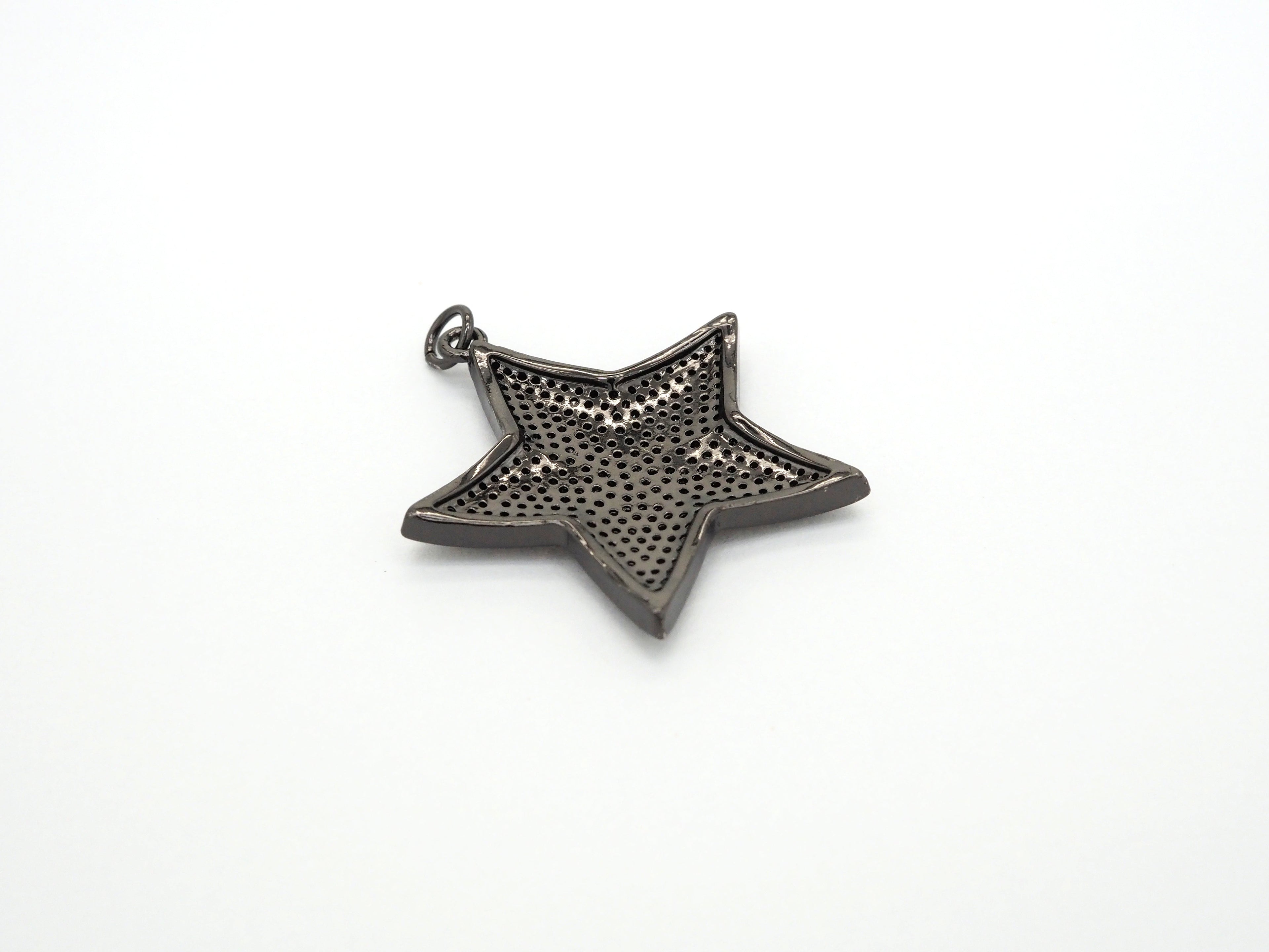 Black CZ Pave On Black Micro Pave Five Point Star Pendant/Charm,Cubic Zirconia Pendant,Fashion Jewelry Findings, 31x32mm, sku#F538