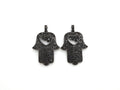Black CZ Pave On Black Micro Pave Hamsa Hand with Heart Pendant/Charm,Cubic Zirconia Pendant,Fashion Jewelry Findings, 27x35mm, sku#F539