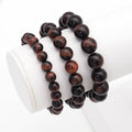 Red Tiger Eye Round Smooth Stretchy Bracelet, Sku#EF434