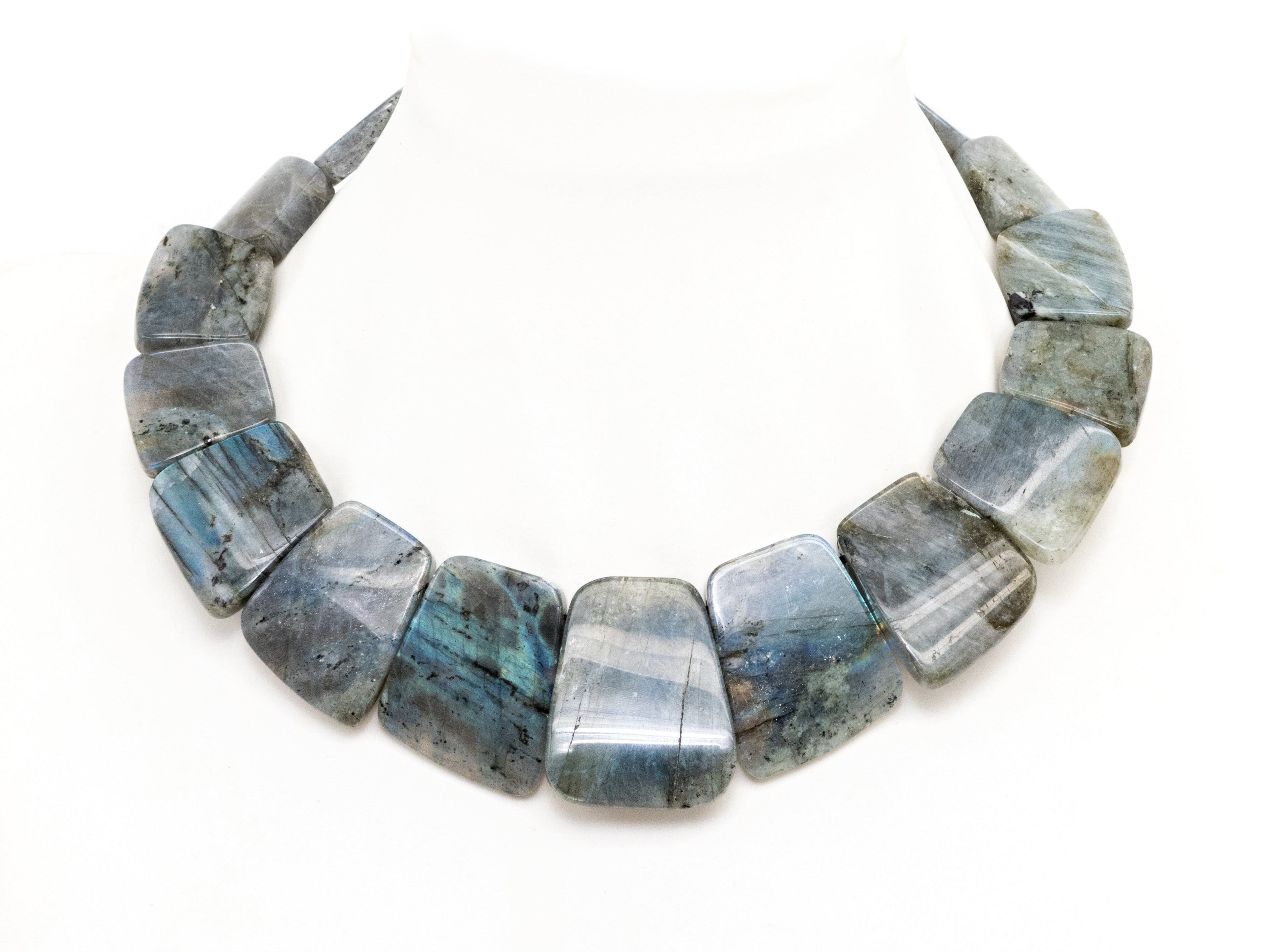 Quality Natural Labradorite Graduated 17-35mm Trapezoid Beads Strand, Natural Labradorite Gemstone Beads, 1 strand,sku#U225