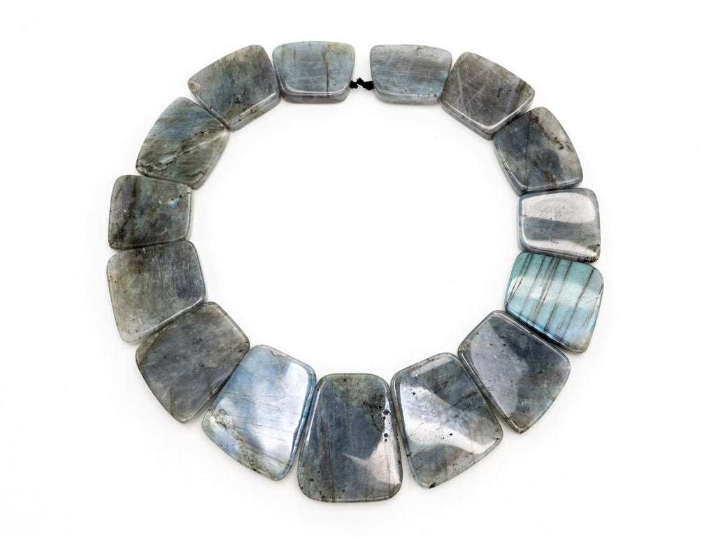 Quality Natural Labradorite Graduated 17-35mm Trapezoid Beads Strand, Natural Labradorite Gemstone Beads, 1 strand,sku#U225