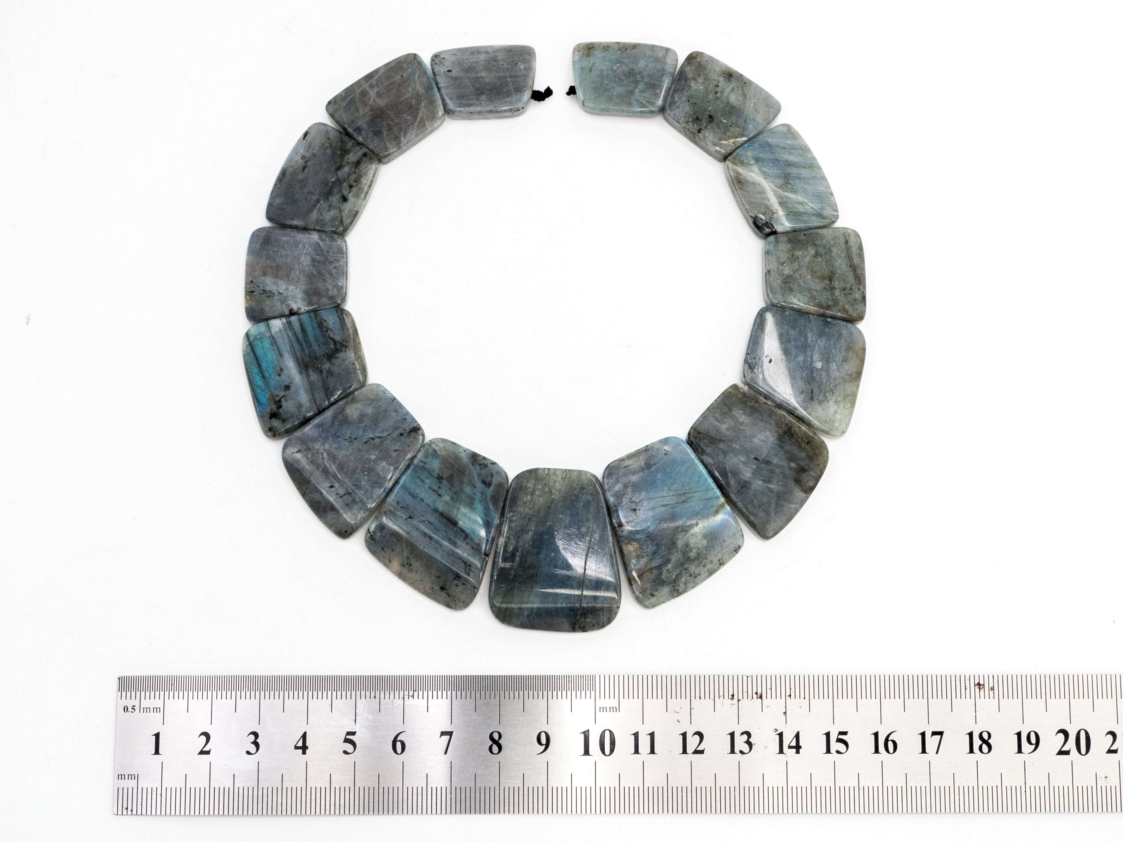 Quality Natural Labradorite Graduated 17-35mm Trapezoid Beads Strand, Natural Labradorite Gemstone Beads, 1 strand,sku#U225