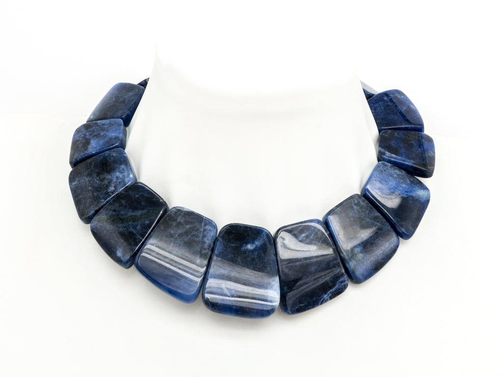 Quality Natural Sodalite Graduated 17-35mm Trapezoid Beads Strand, Natural Sodalite Gemstone Beads, 1 strand,sku#U220