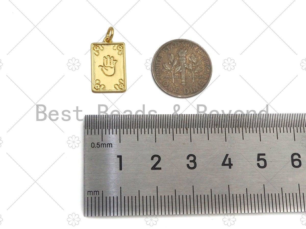Dainty Hand On Rectangle Shape Pendant/Charm, Gold/Silver Medallion Charm, Necklace Bracelet Charm Pendant,10x17mm, Sku#Z1270