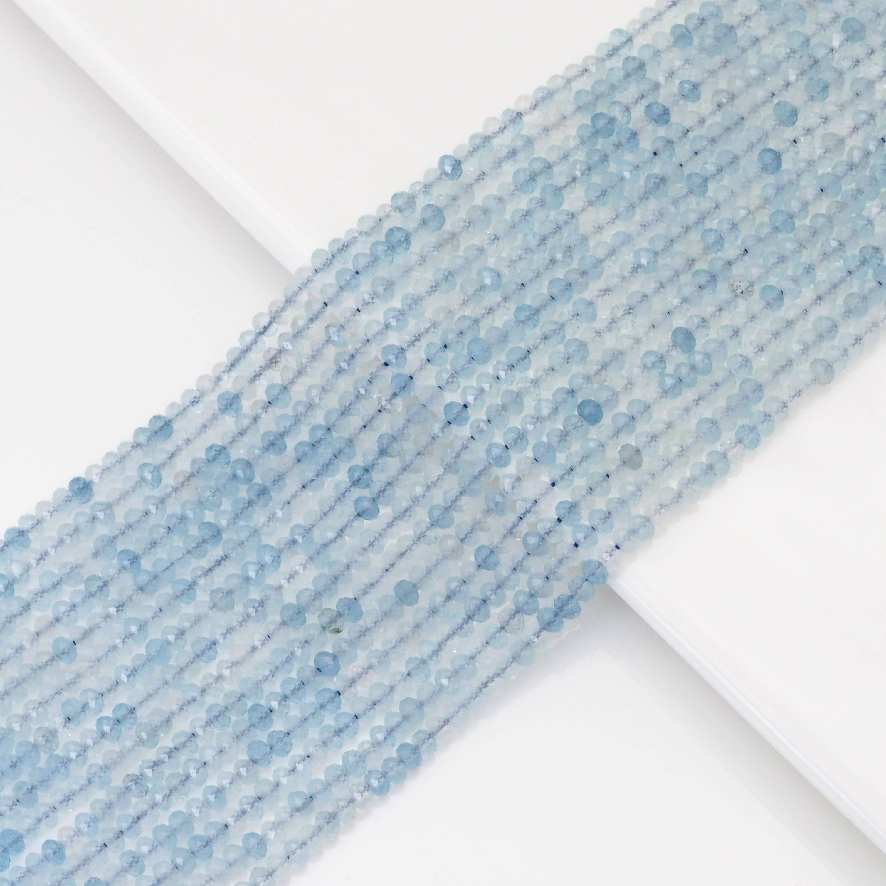 Genuine Aquamarine Faceted Rondelle beads, Sku#U1696