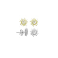 Cute CZ Sunflower Stud Earrings, Sku#A295