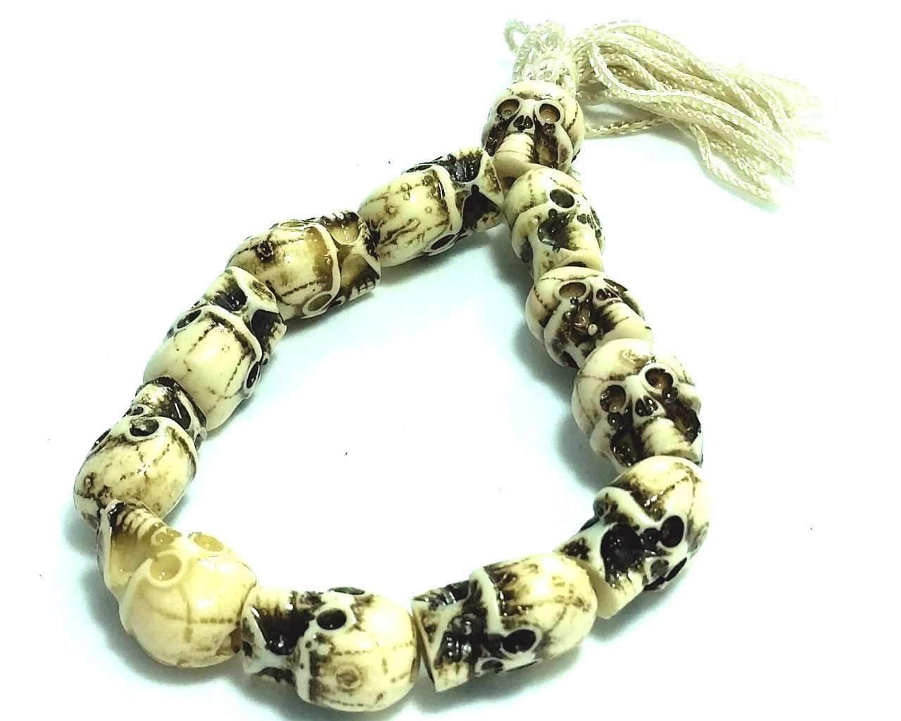 Tribal Skull Bone Bracelet Boho Cotton Tassel Elastic