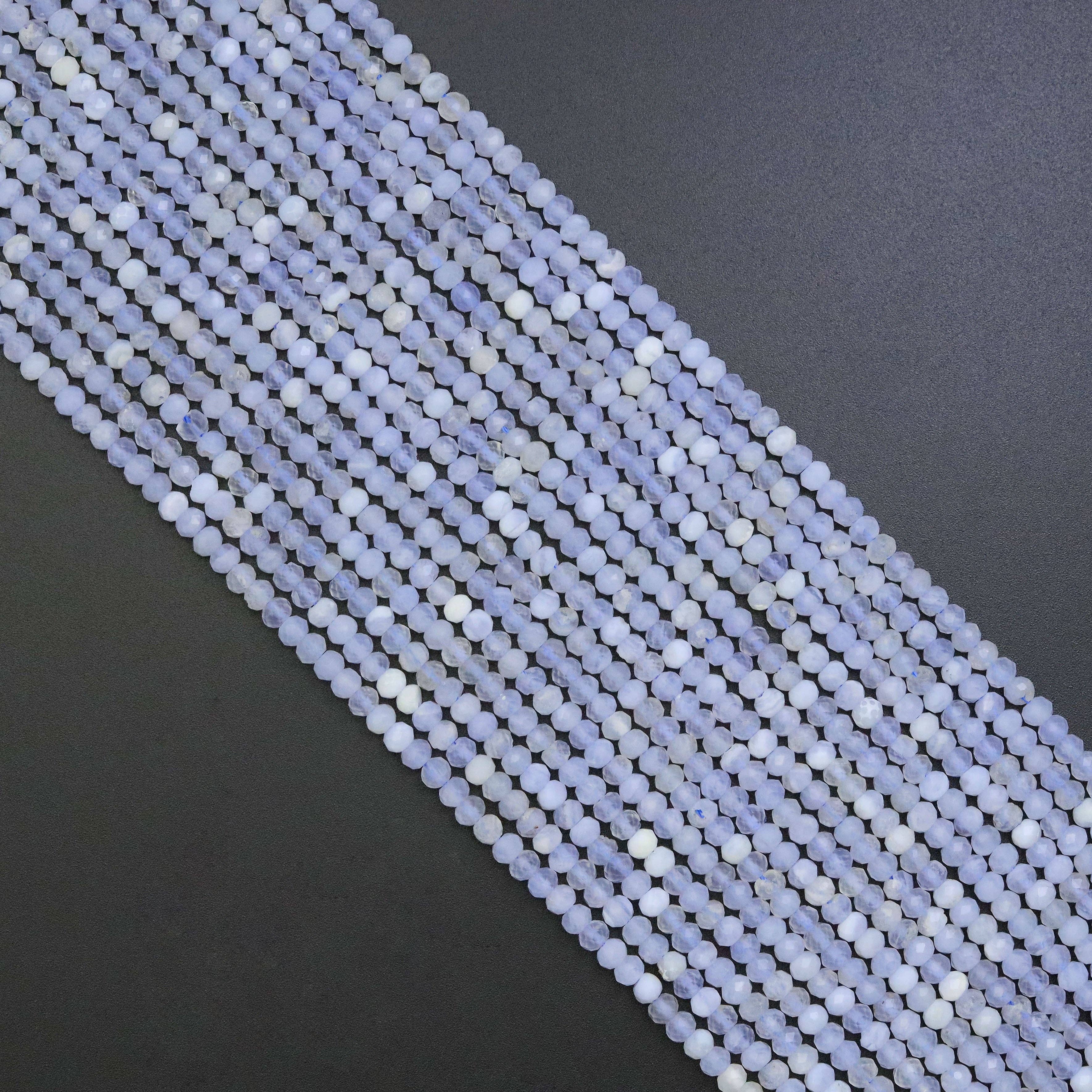 3x4mm Blue Lace Agate Rondelle Faceted Beads, Sku#U1940
