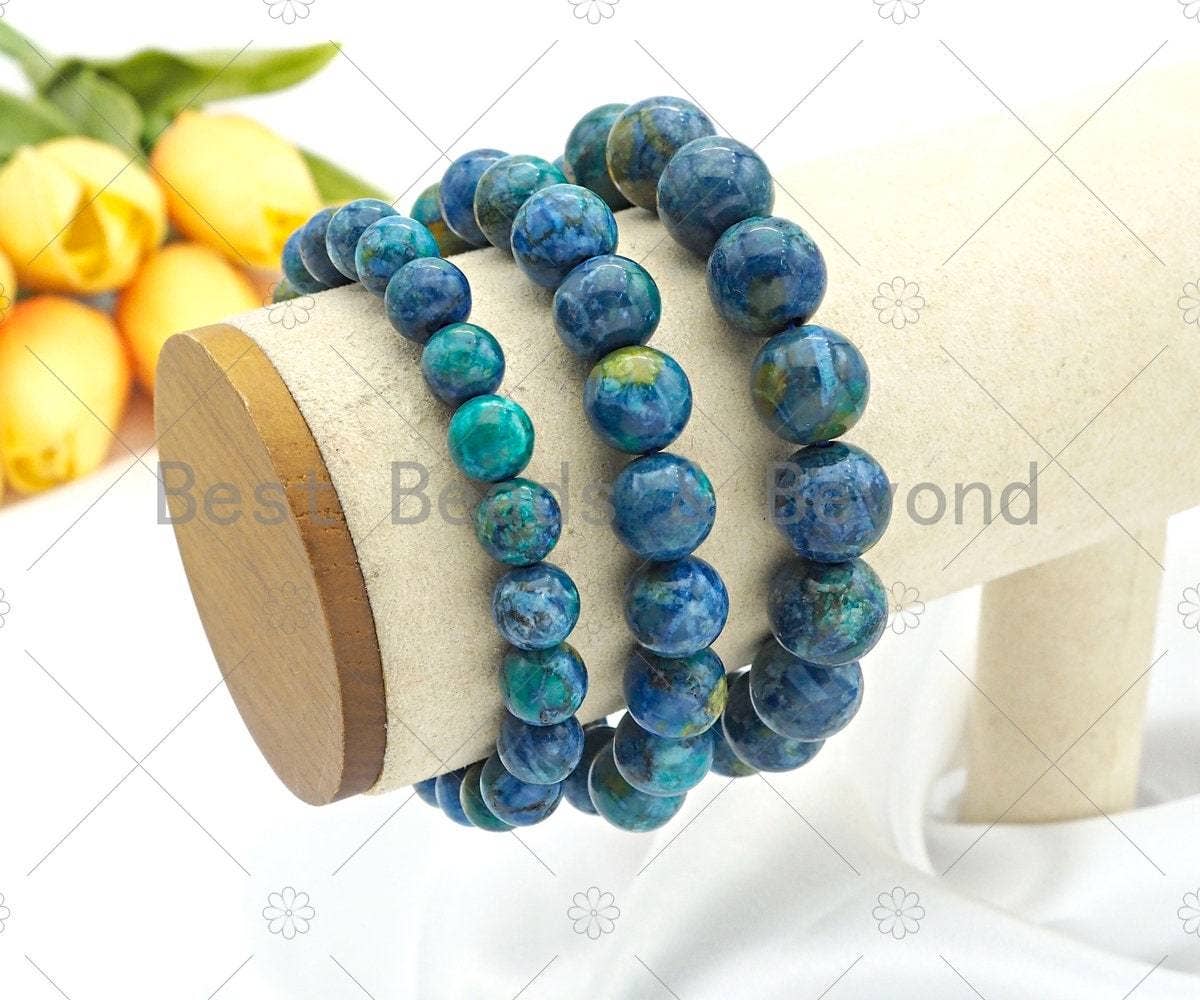 Blue African Turquoise Stretchy Bracelet, Sku#EF41C
