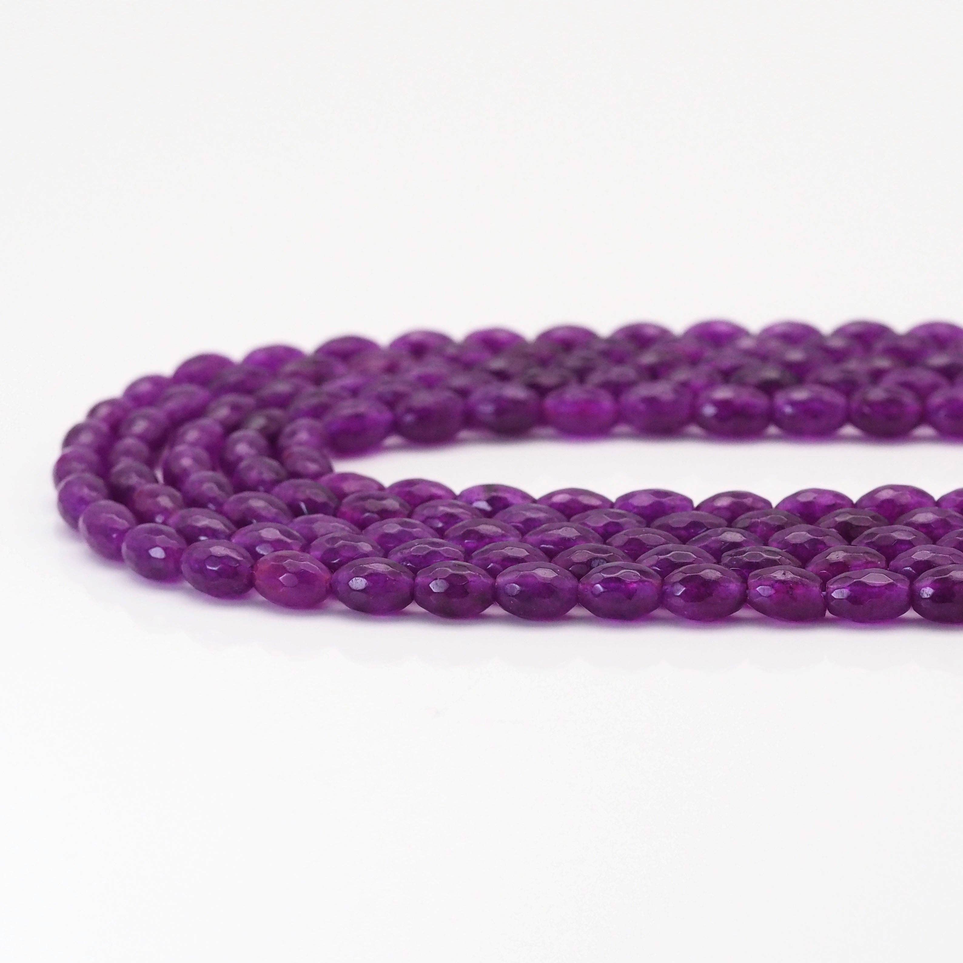 Rice Shape Faceted Purple Jade Beads, Sku#U1717