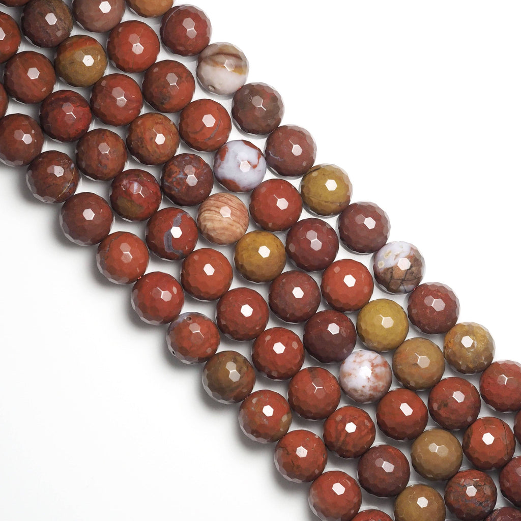 Genuine Red Yellow Agate Round Faceted Beads, Sku#U1748