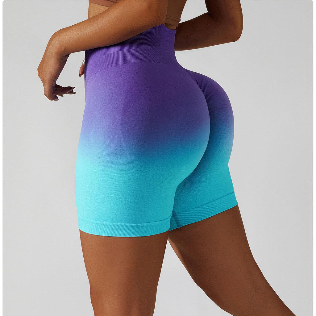 Shorts de yoga taille haute dégradés pour le fitness cowgirl | Vêtements de sport sans couture pour le yoga, la course à pied