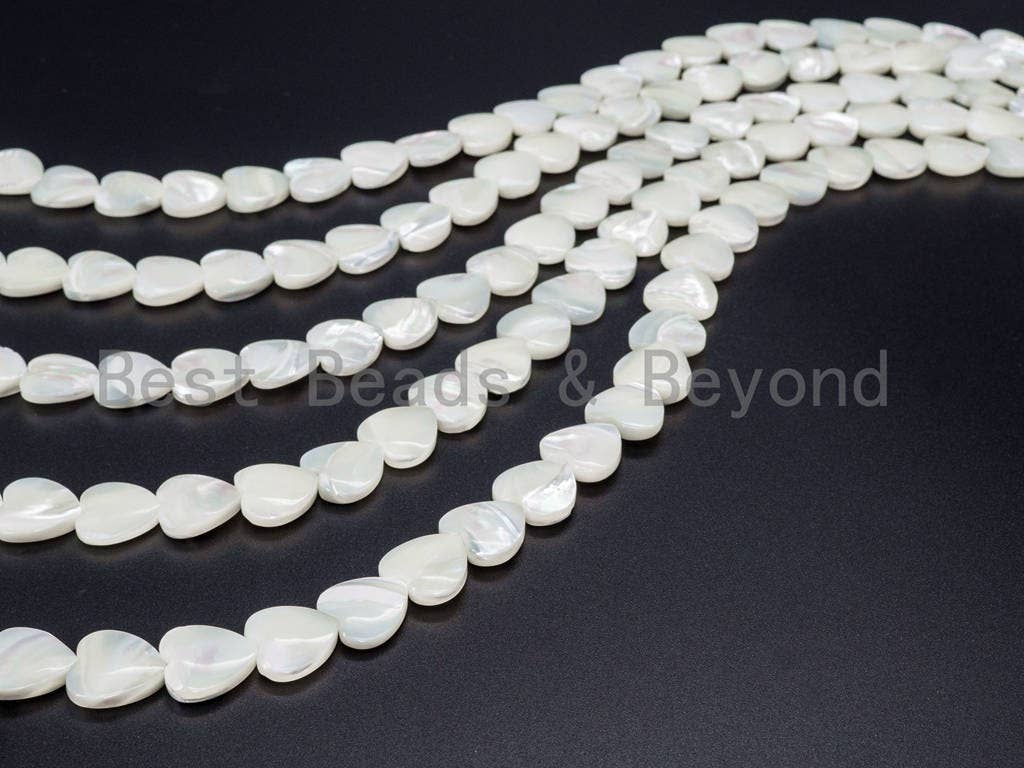 10mm/15mm/20mm HEART White Mother of Pearl, Mop Shell, White Shell, HEART Shaped Smooth Beads, 15inch Full strand, SKU#T14