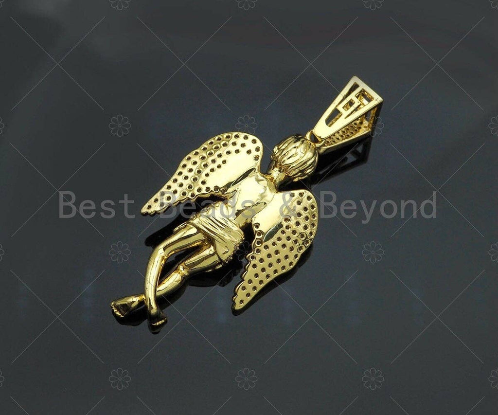 CZ Micro Pave Large Prayer Angel Shape Pendant/Charm, sku#L491