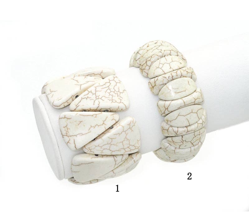 White Turquoise Adjustable Stretch Bracelet, Sku#U1467