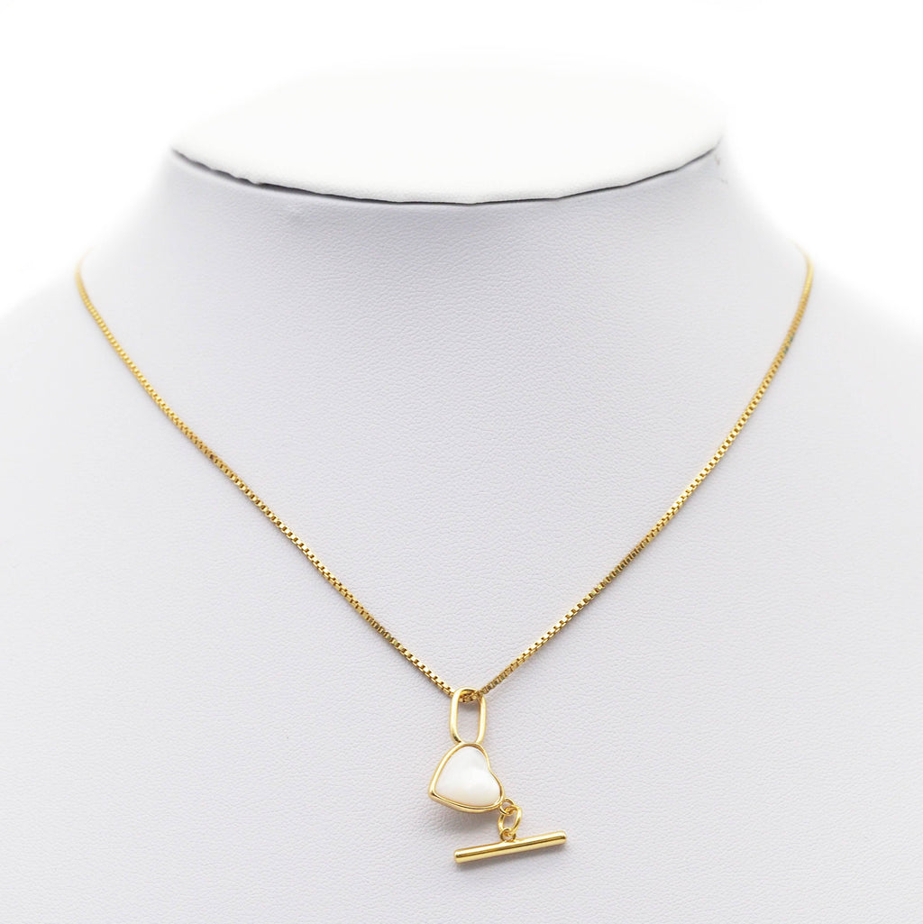 Gold Mother of Pearl Heart Toggle Clasps, Sku#ZX66